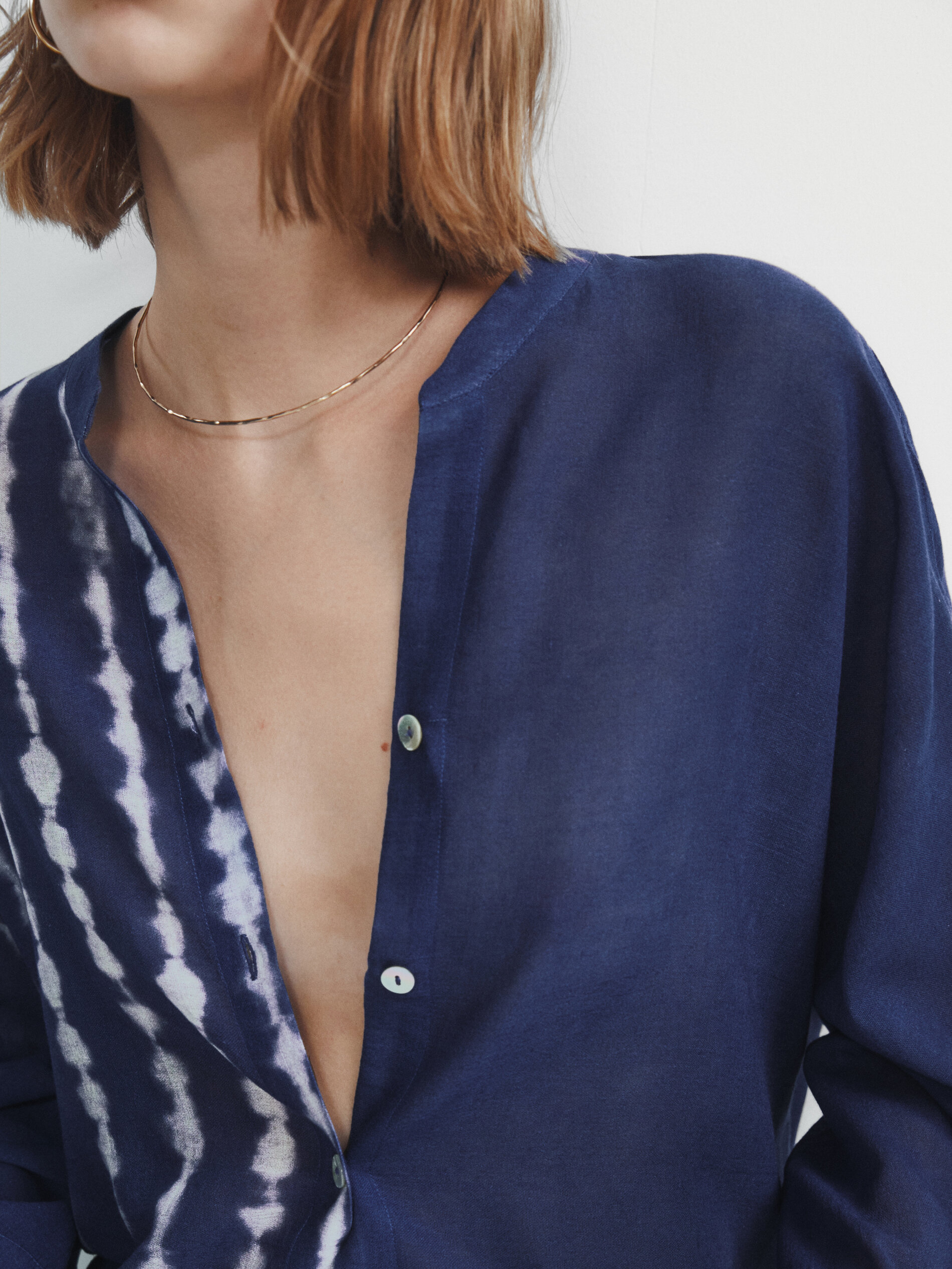 Camisa algodón tie dye azul - Azul Claro