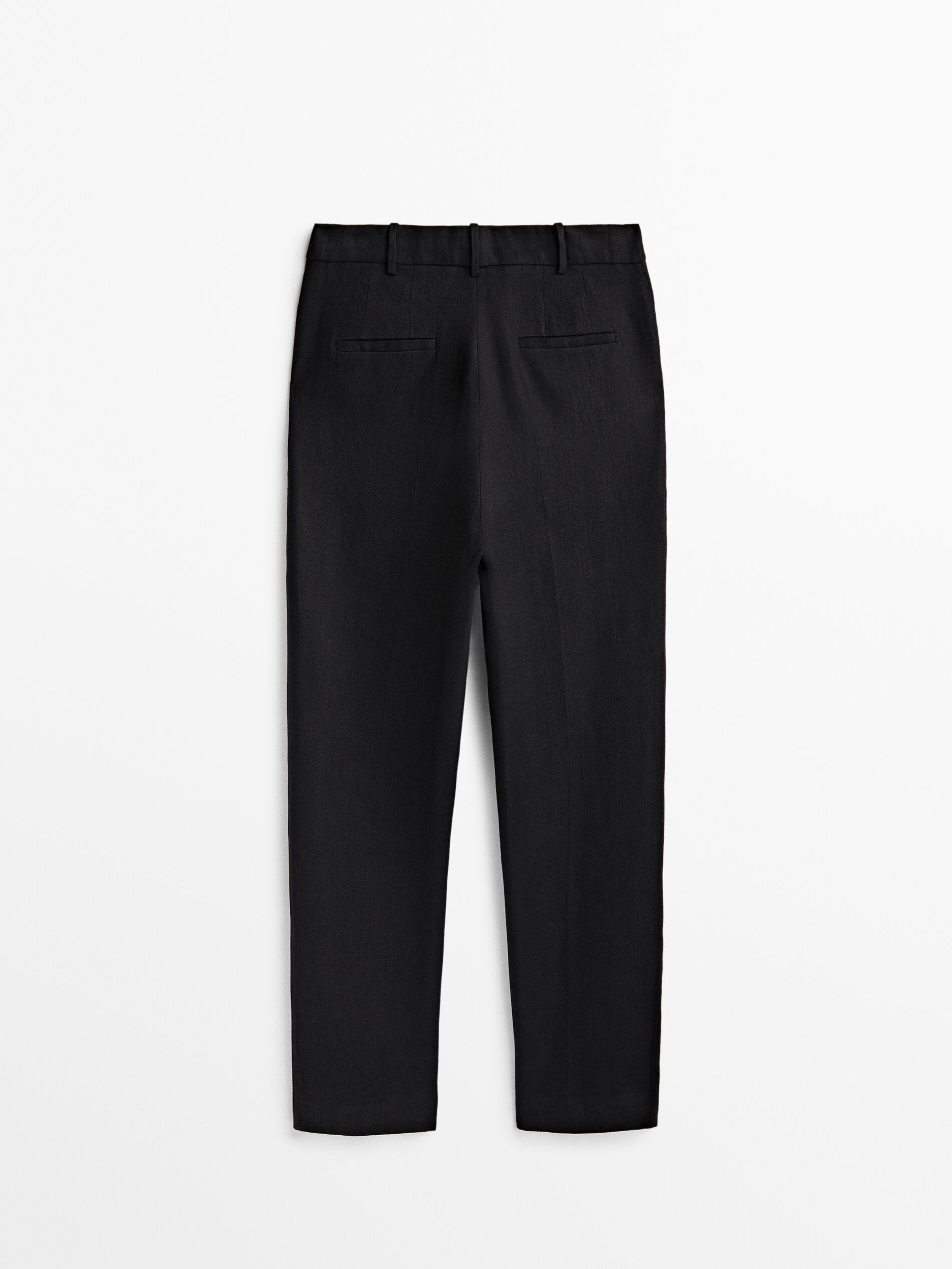 Pantalón traje 100% lino doble pinza - NEGRO