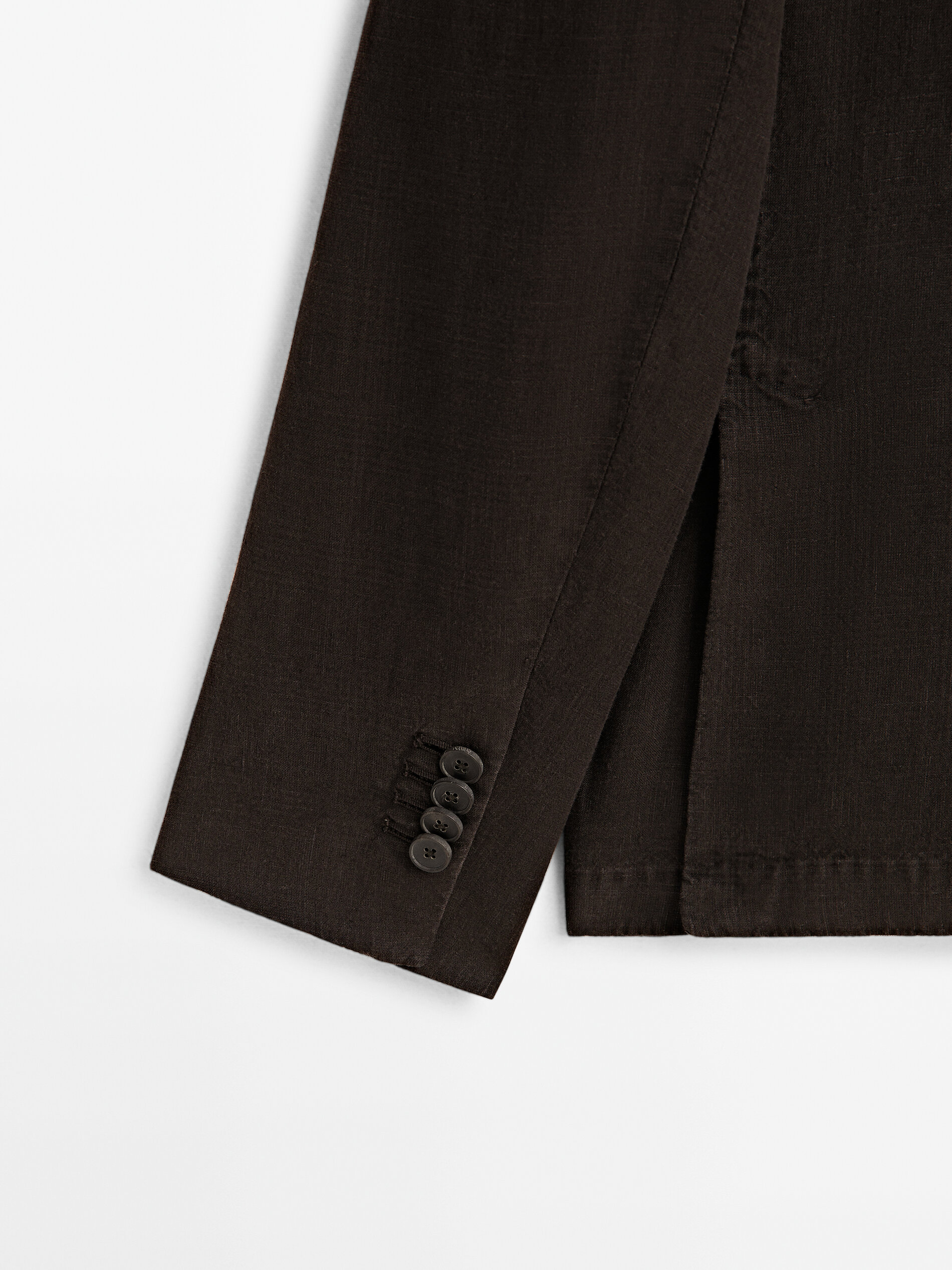 Americana traje con lino tintado falso cuadro - MARRÓN