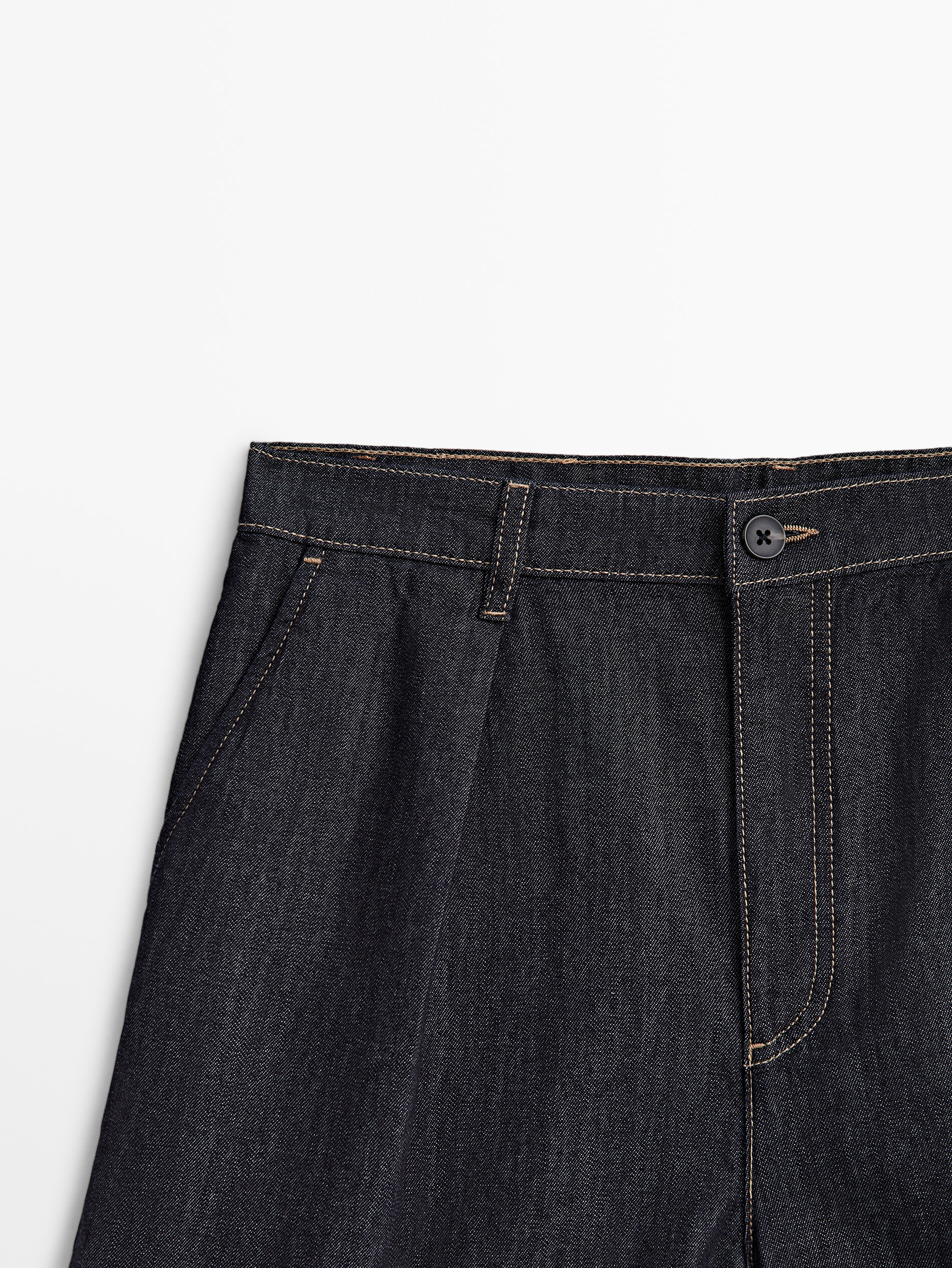 Short denim pinzas tiro alto - AZUL OSCURO