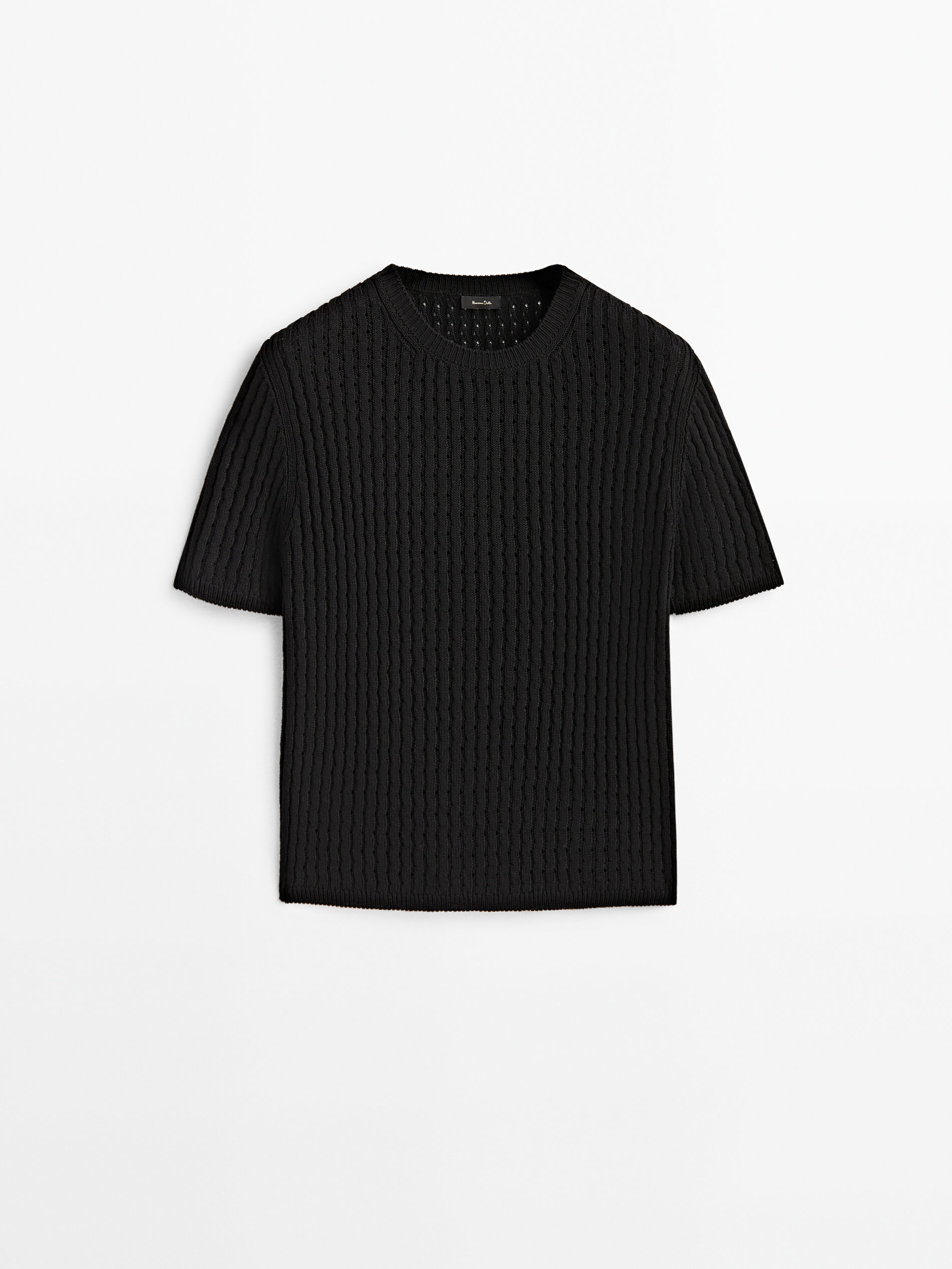 Jersey punto calado manga corta - NEGRO