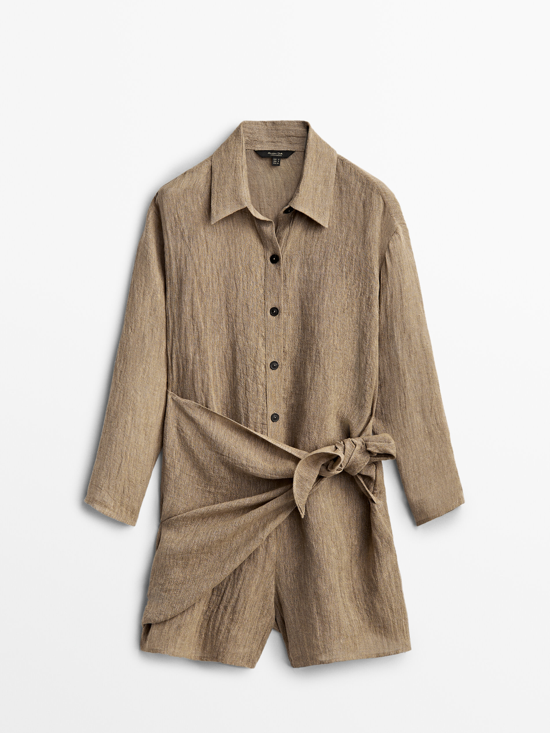 Mono corto de lino - MARRÓN