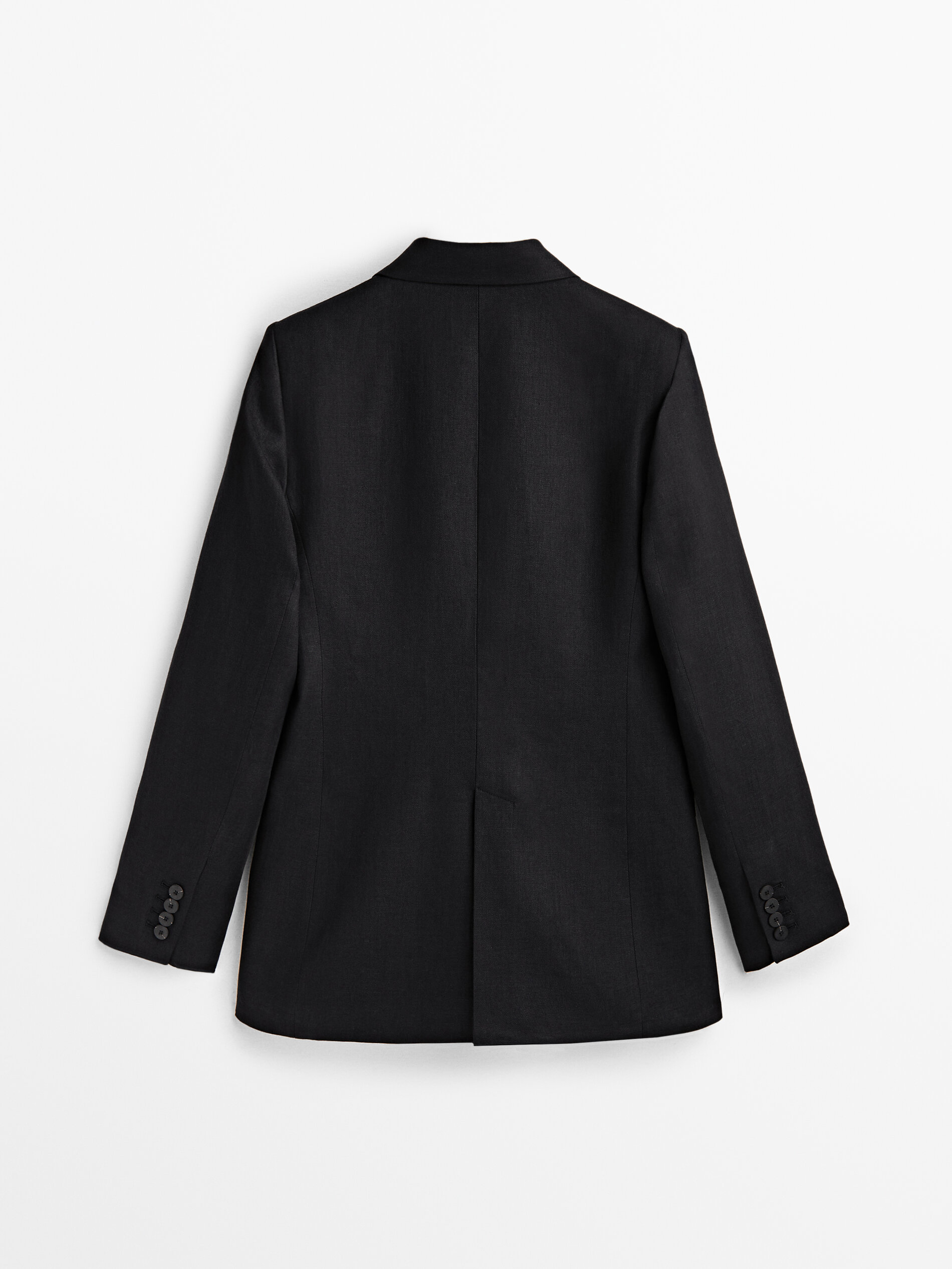 Americana traje cruzada 100% lino - NEGRO