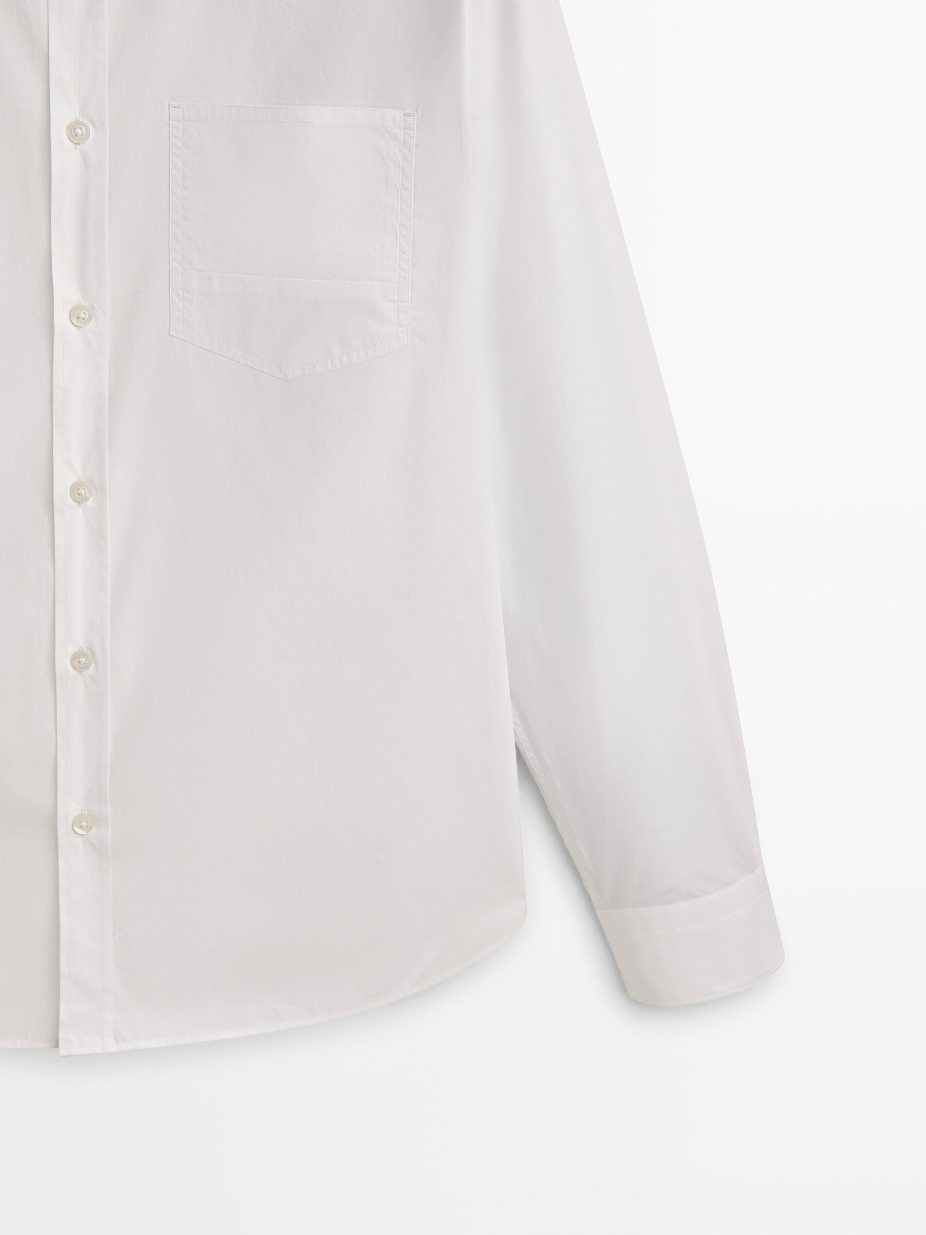 Camisa algodón relaxed fit bolsillo -Studio - BLANCO