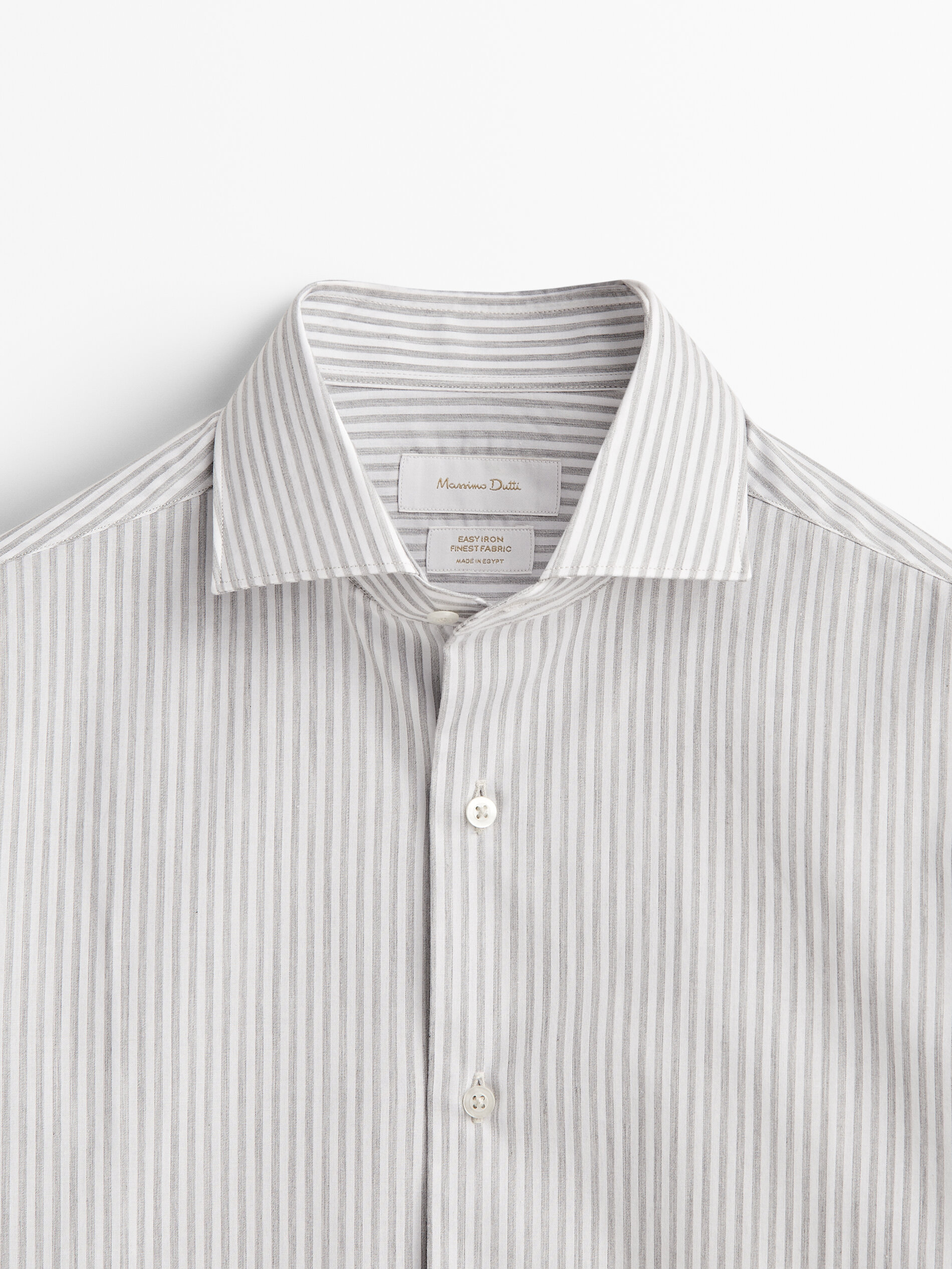 Camisa easy iron raya melange slim fit - GRIS