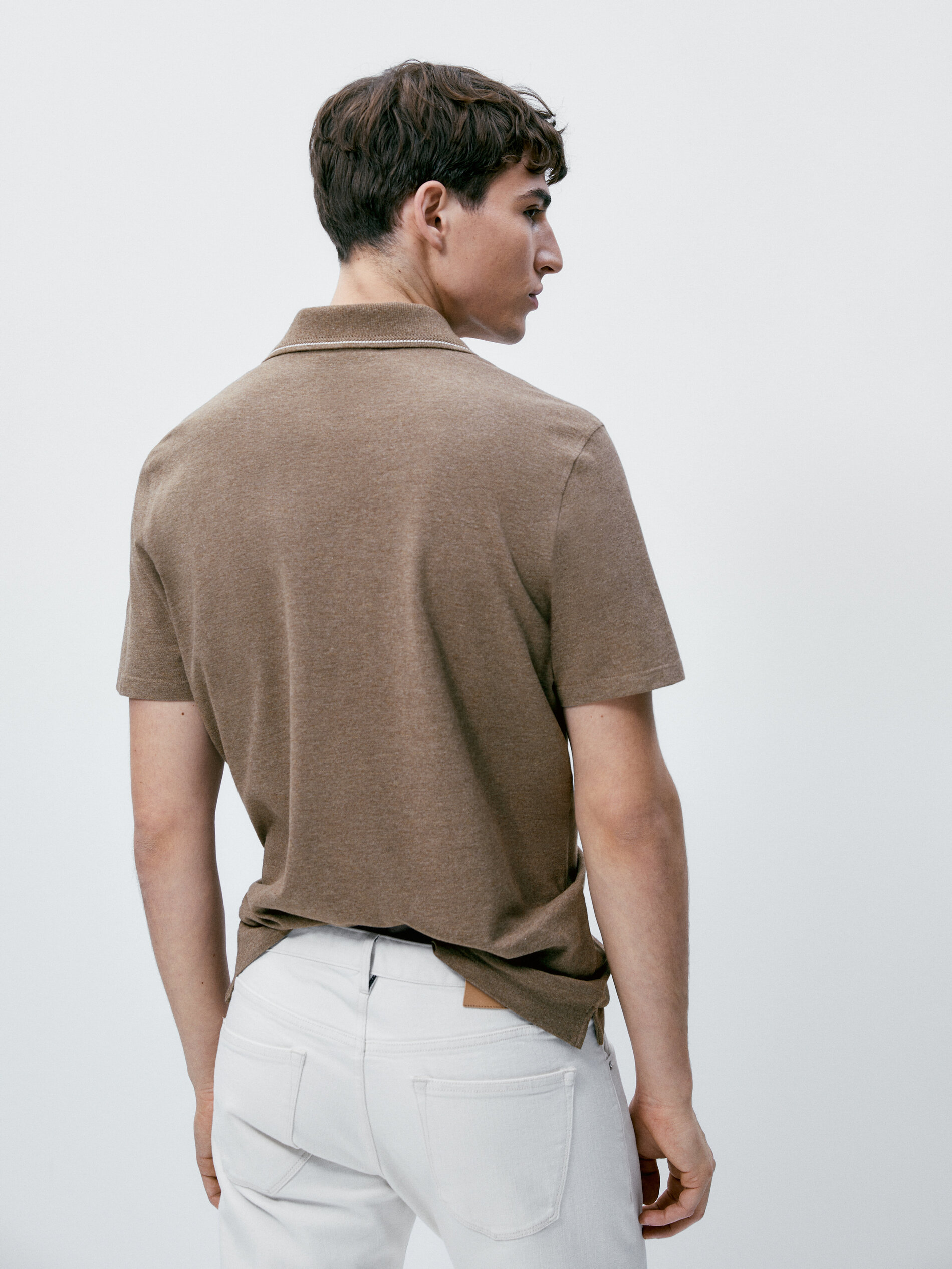 Polo manga corta contraste algodón - VISÓN