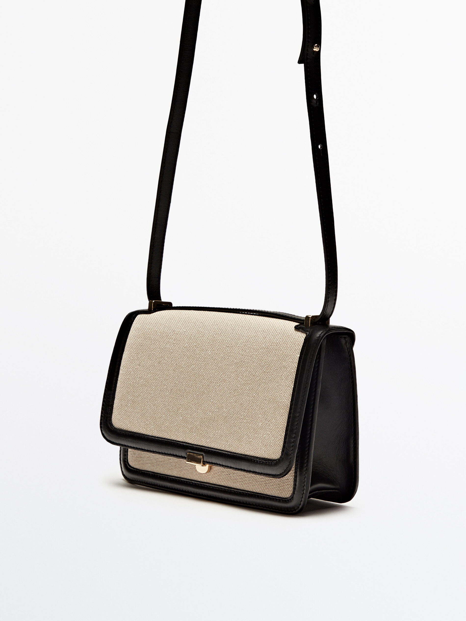 Bolso bandolera canvas combinado piel - BEIGE