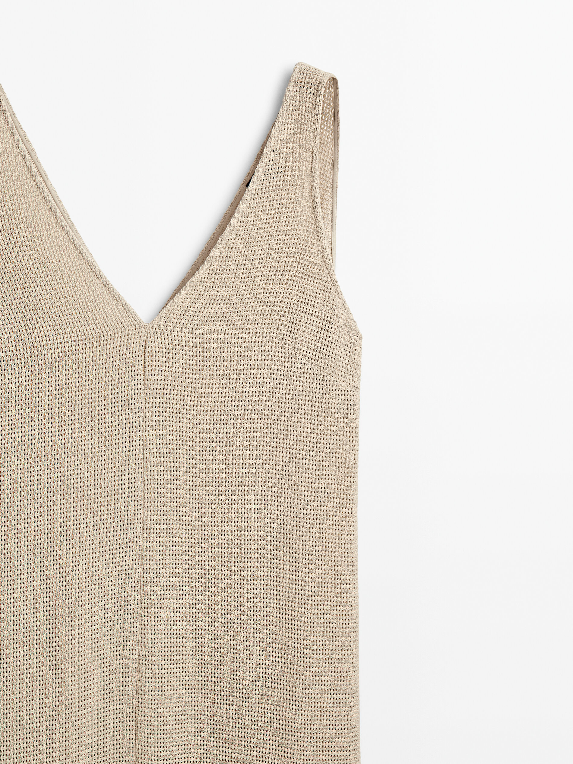 Vestido midi estructura rústica - BEIGE