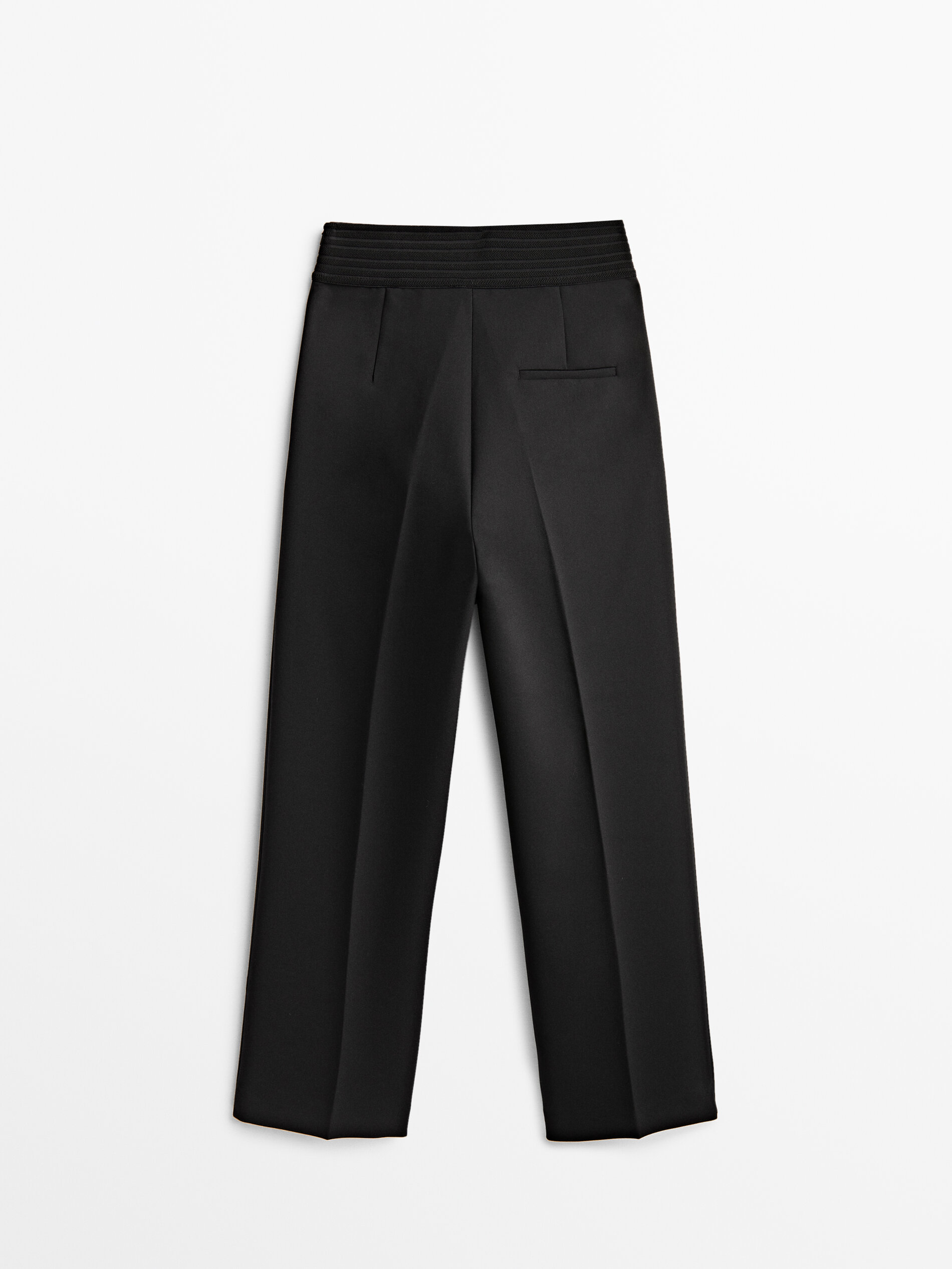 Pantalón cintura elástica corte recto - NEGRO