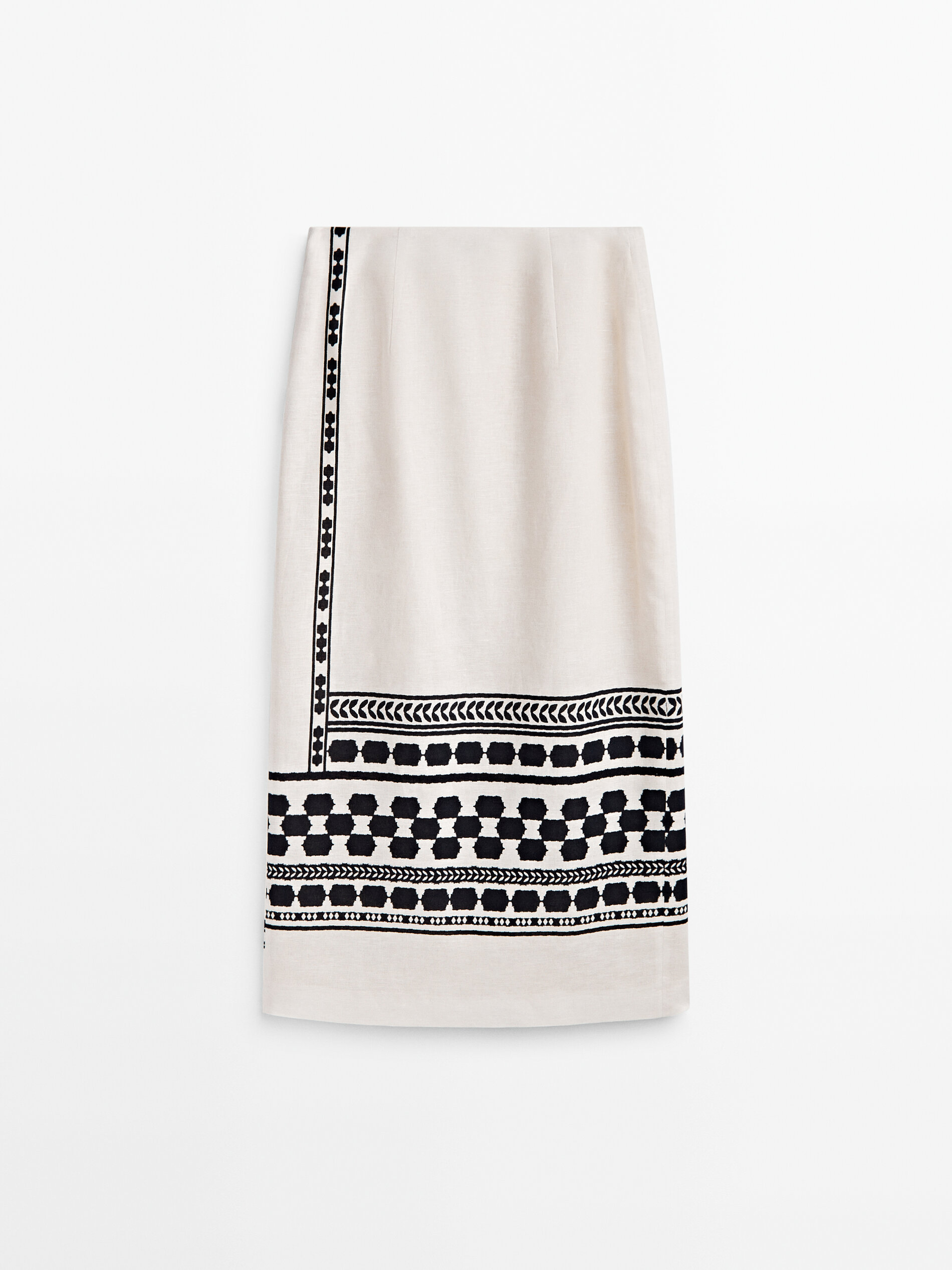 Falda midi abertura detalle cenefa - BLANCO