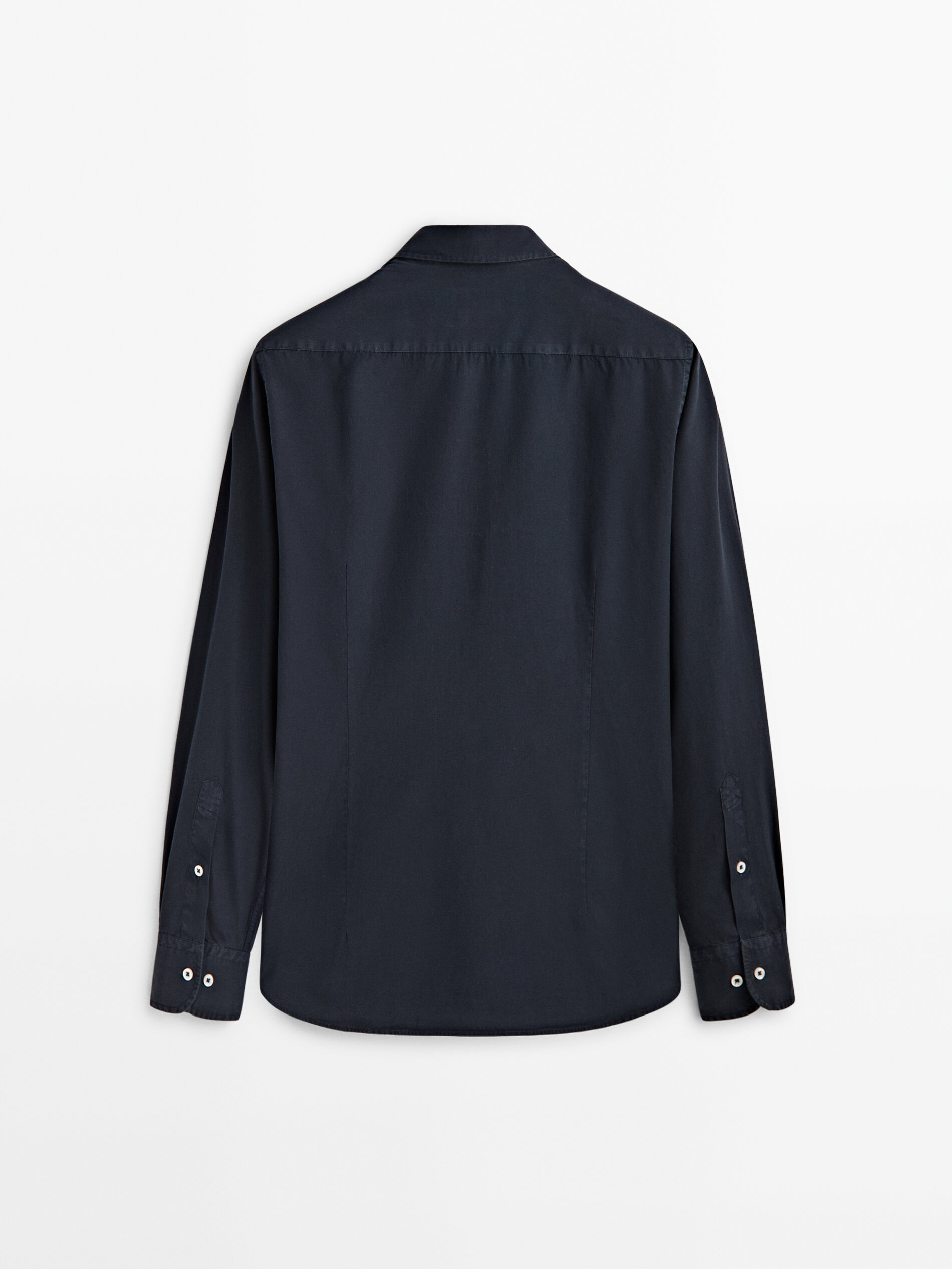 Camisa popelín algodón slim fit - AZUL MARINO