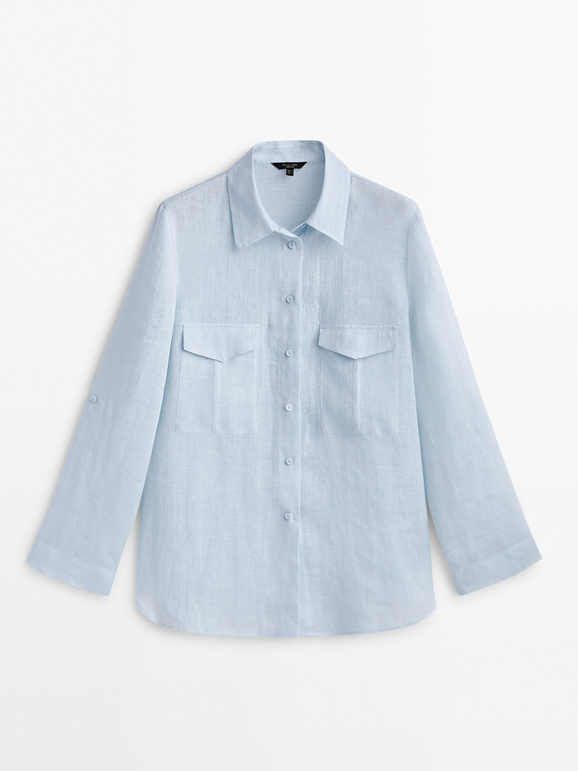 Camisa 100% lino bolsillos - Azul Claro