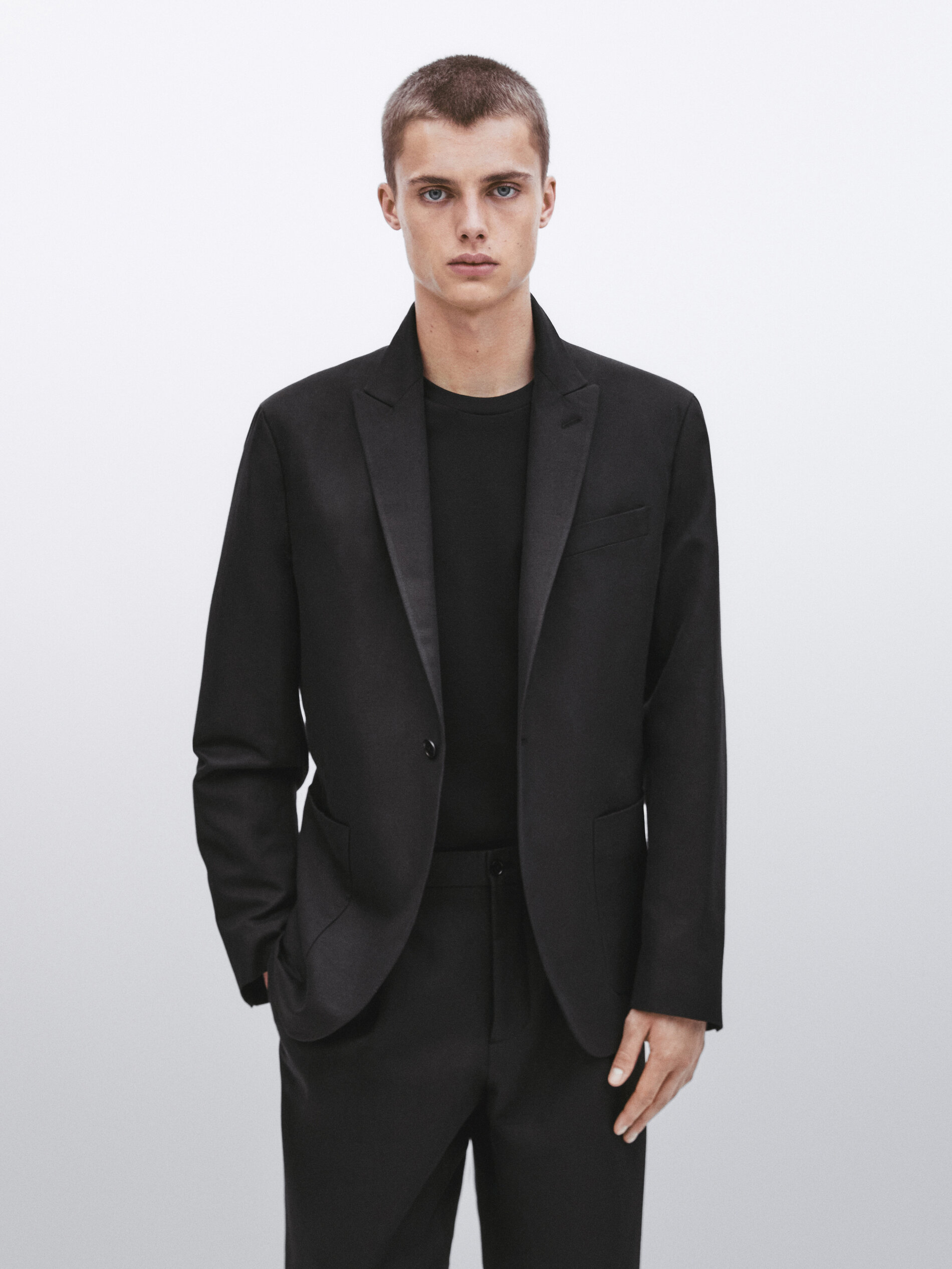 Americana traje con algodón y lino -Studio - CARBÓN