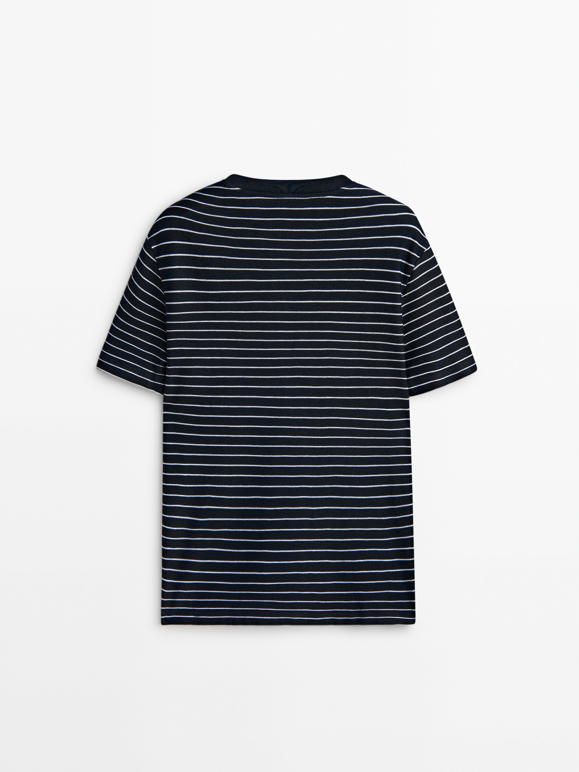 Camiseta rayas manga corta algodón - AZUL MARINO