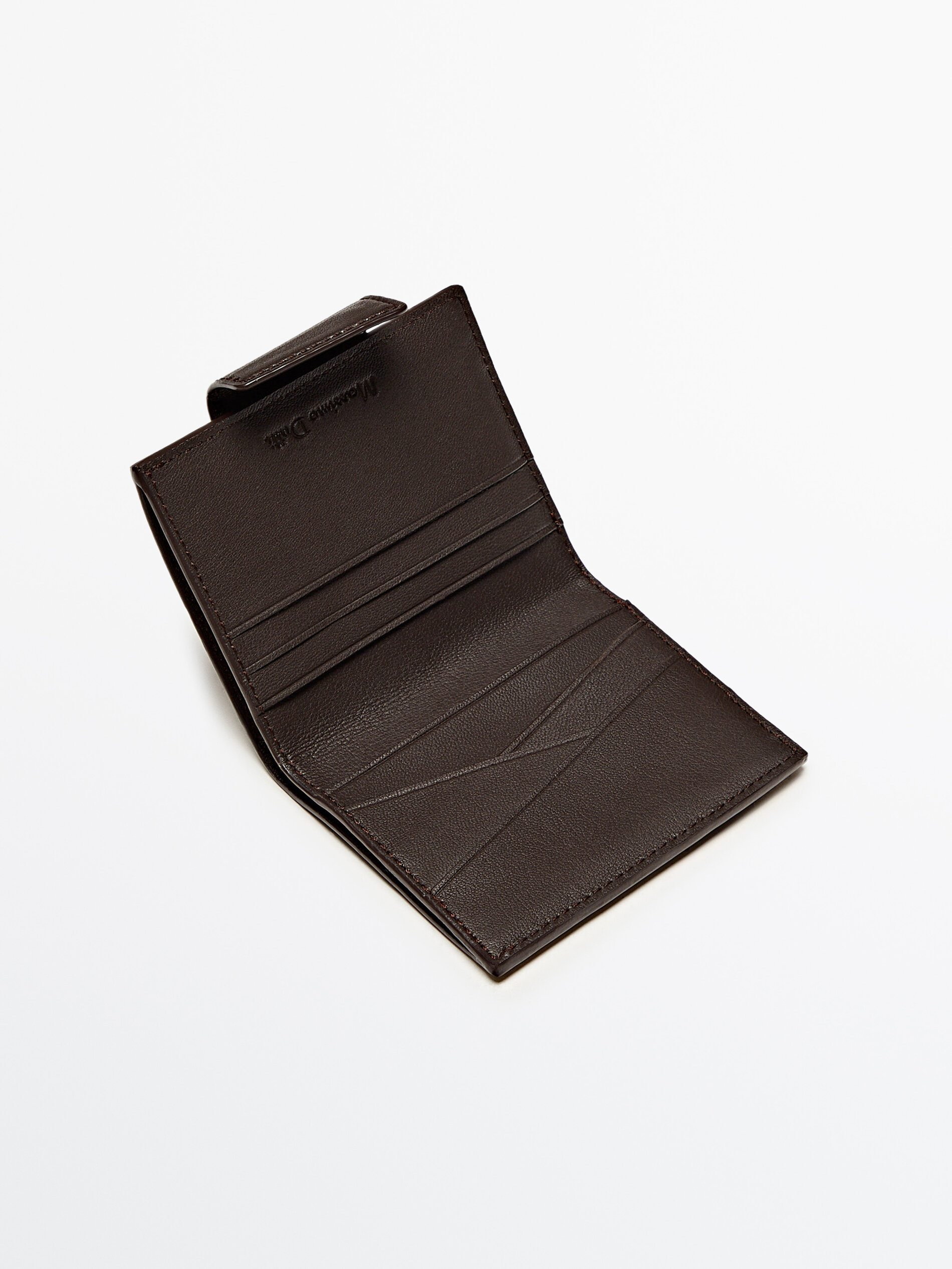 Cartera piel cierre tira botón - MARRÓN