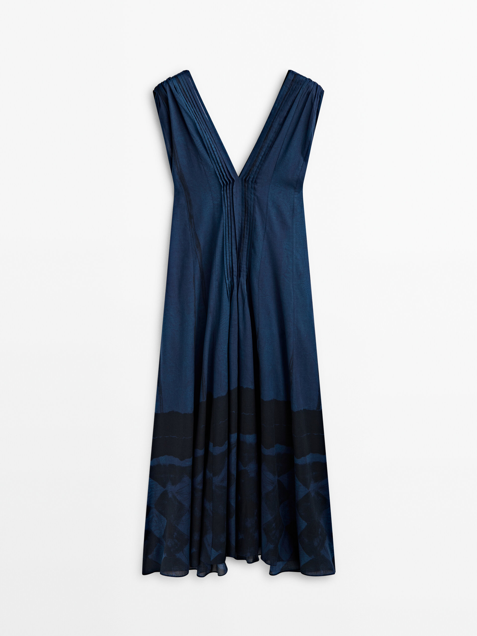 Vestido estampado detalle jaretas - AZULÓN