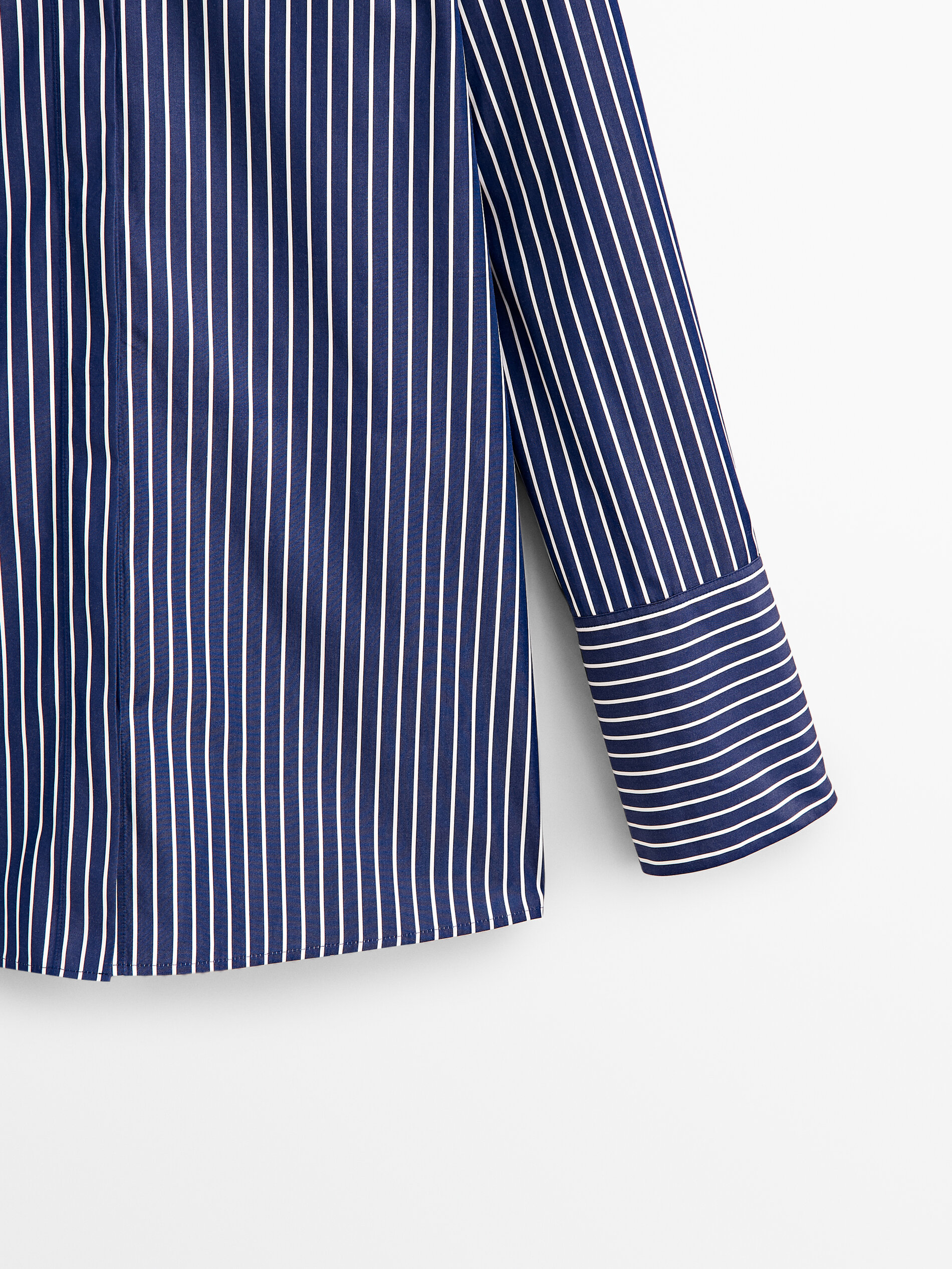 Camisa popelín algodón rayas - AZUL MARINO