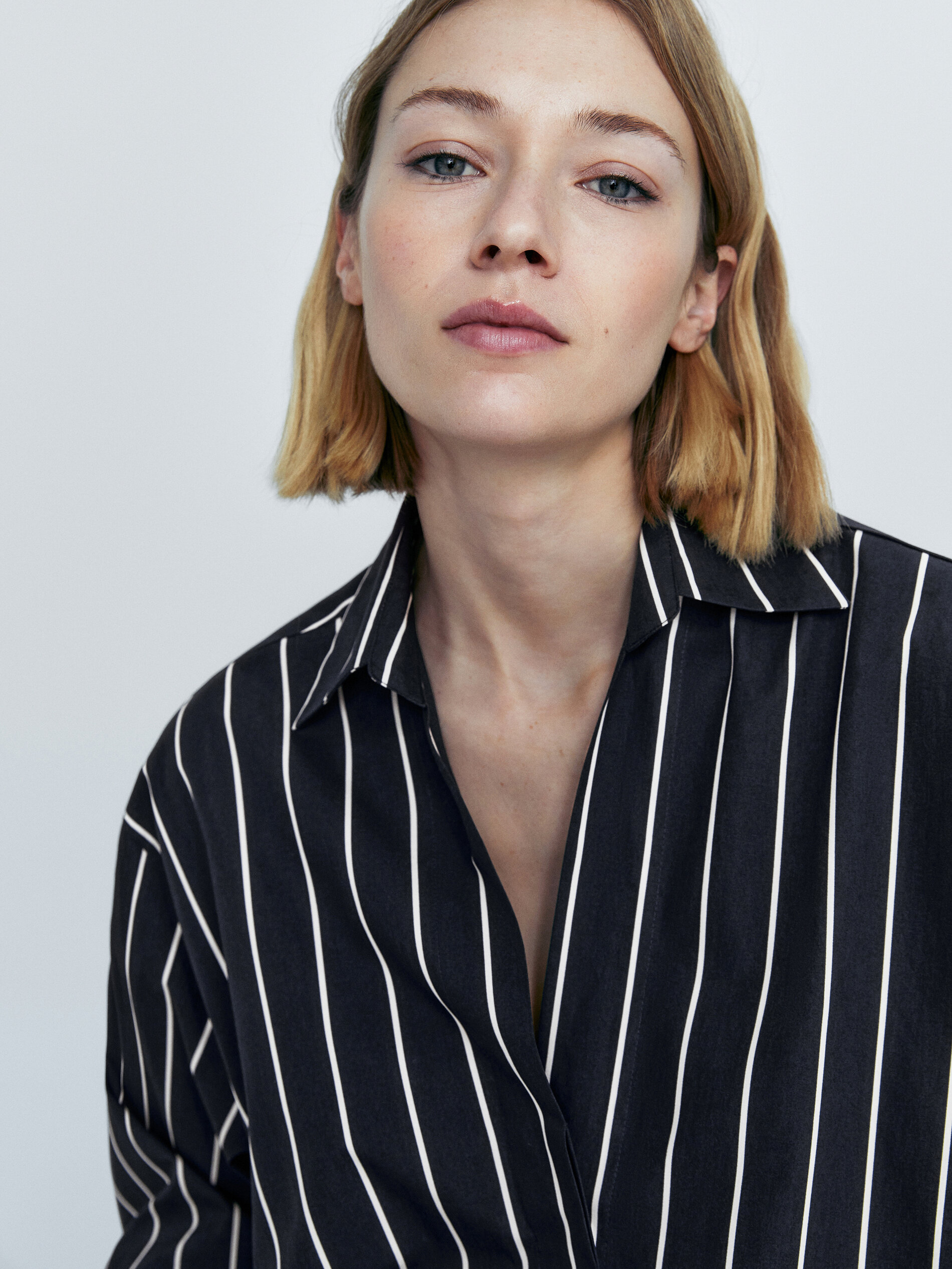 Camisa azul marino algodón rayas - AZUL MARINO