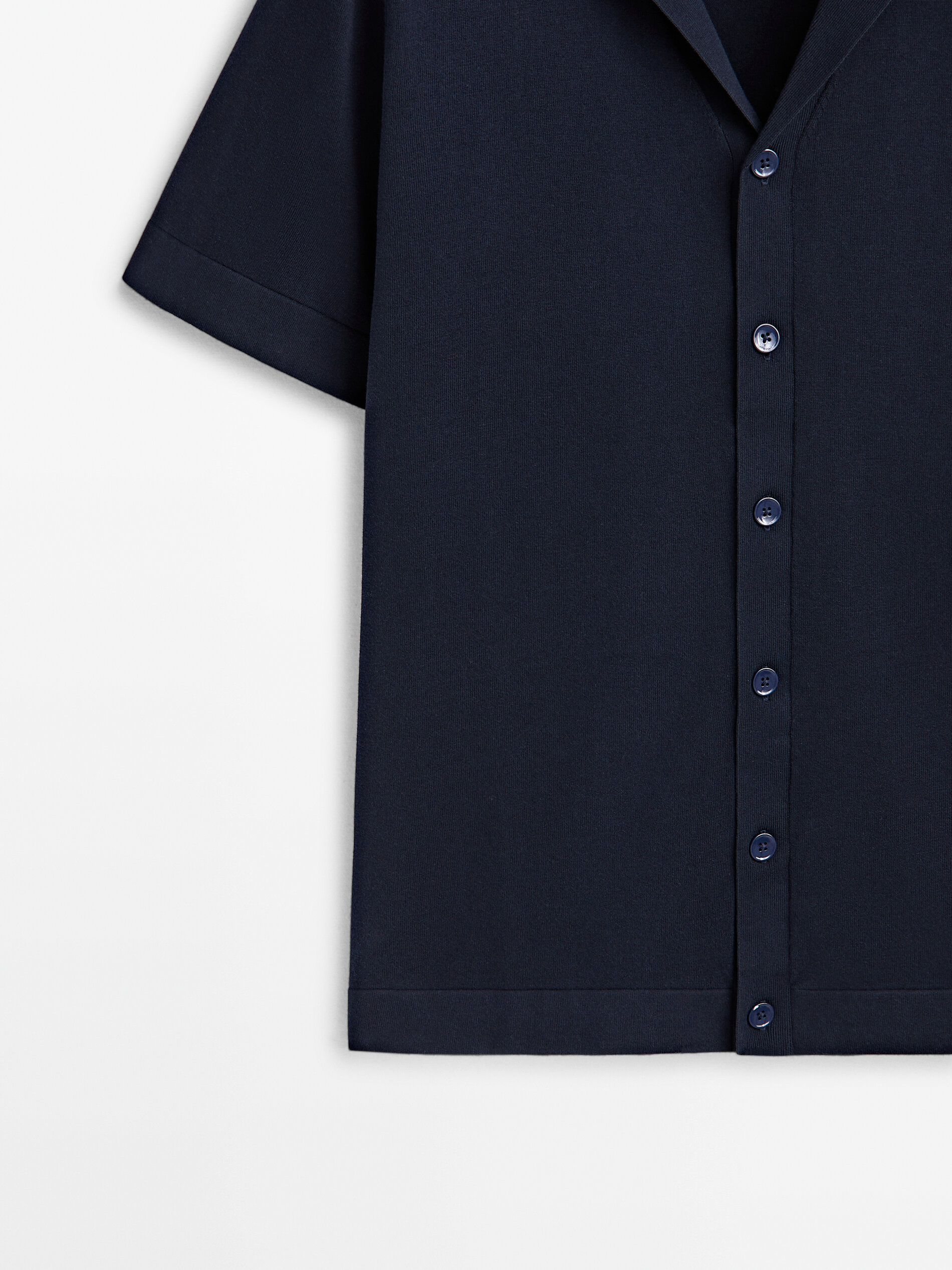 Camisa punto manga corta solapa - AZUL MARINO