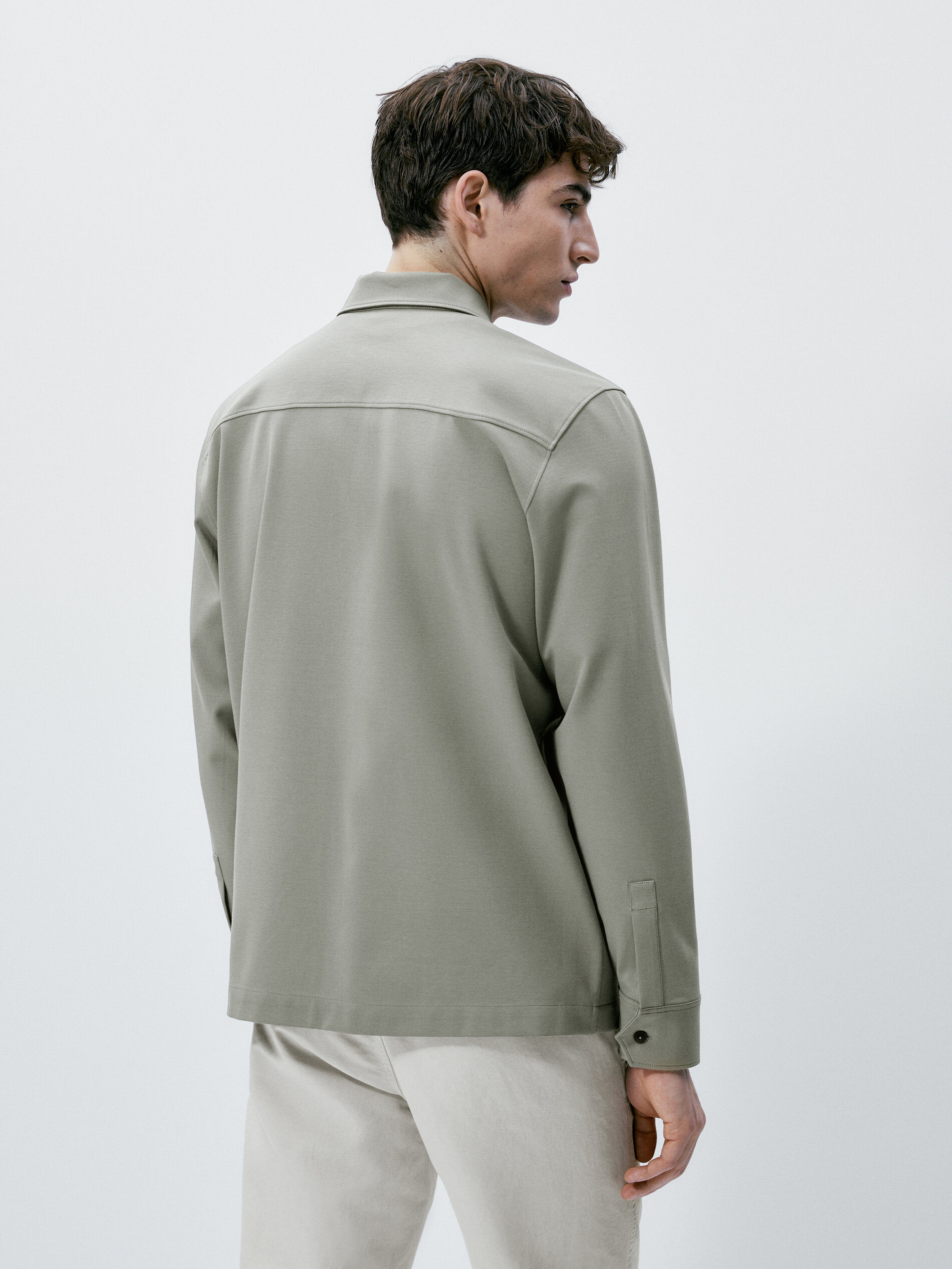 Chaqueta mezcla algodón cremallera - VERDE AGUA