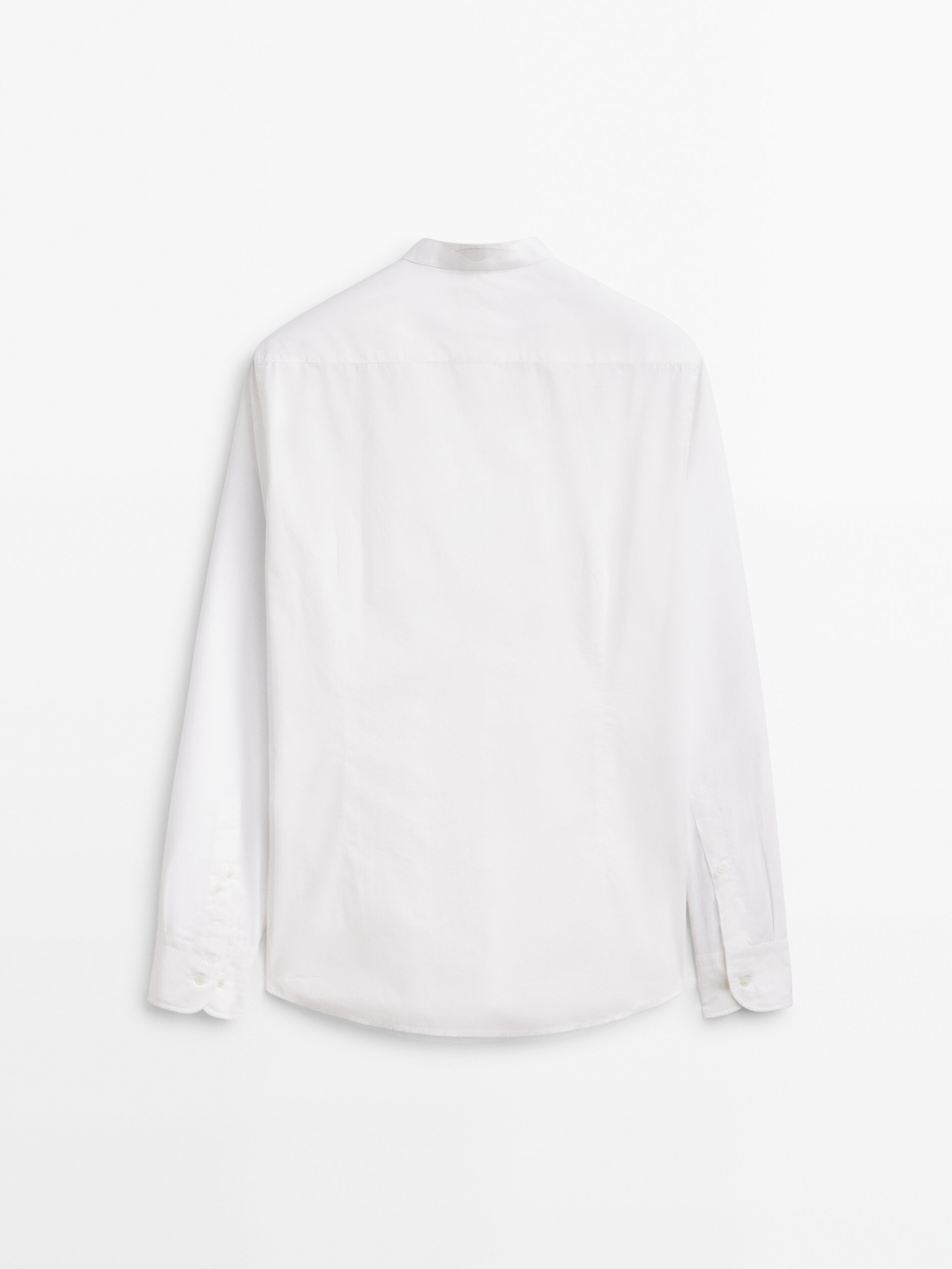 Camisa popelín cuello mao slim fit - BLANCO