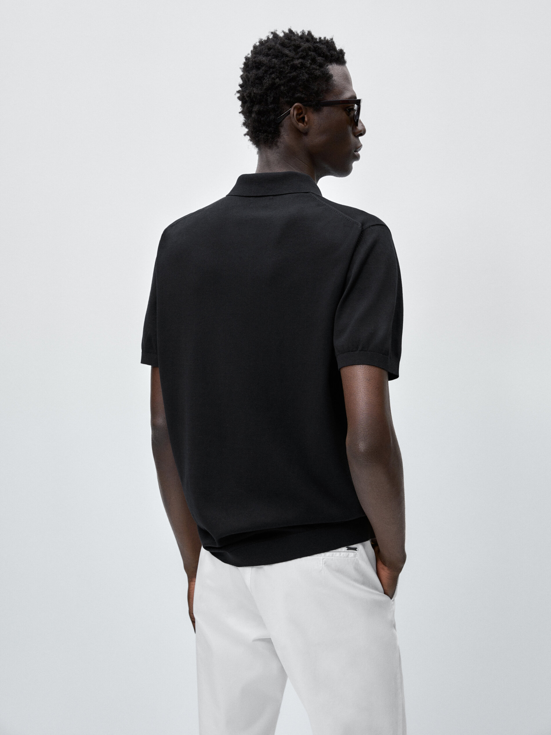 Jersey polo manga corta algodón - NEGRO