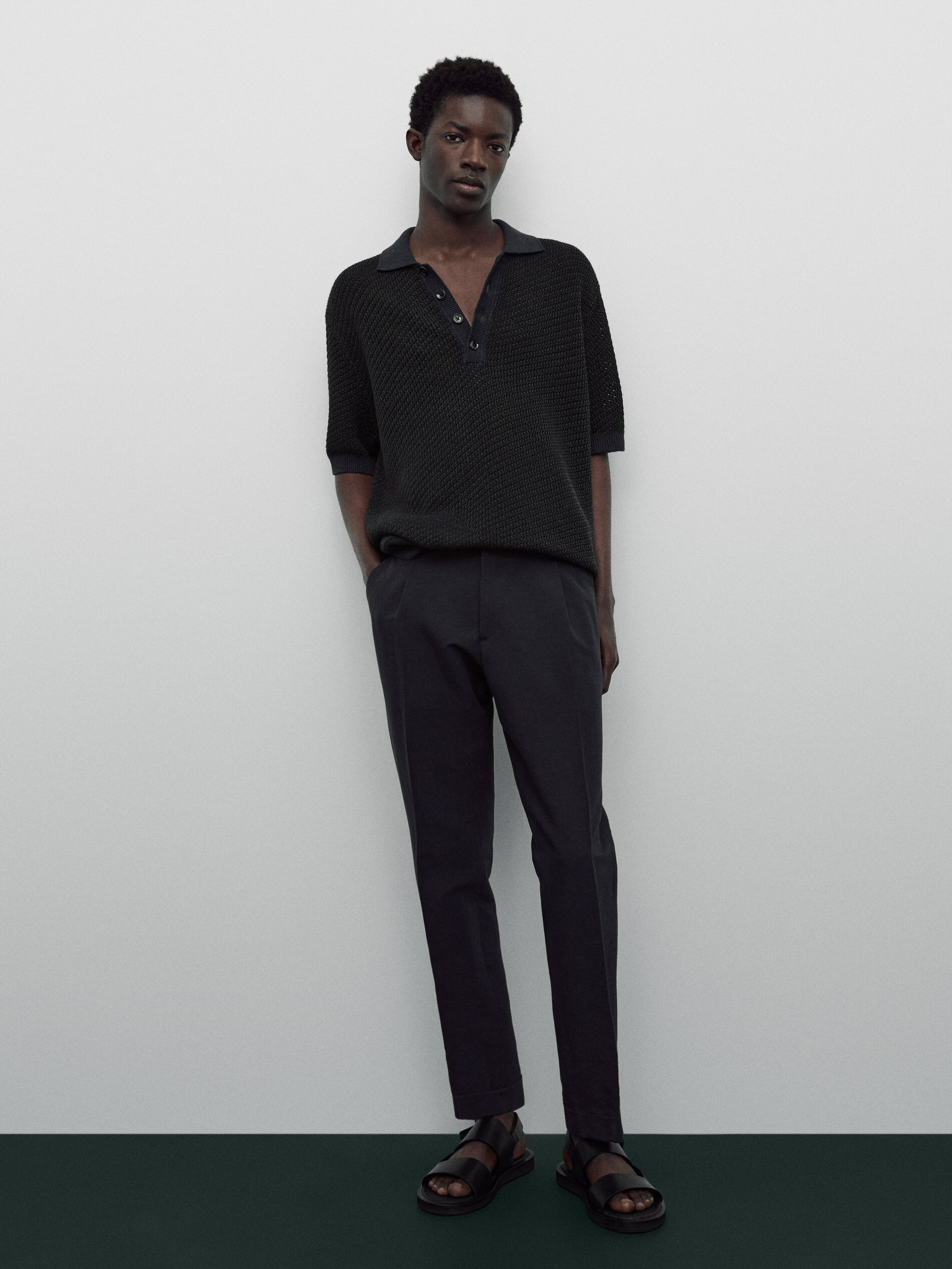 Pantalón lino pinzas relaxed fit Limited edition - AZUL MARINO