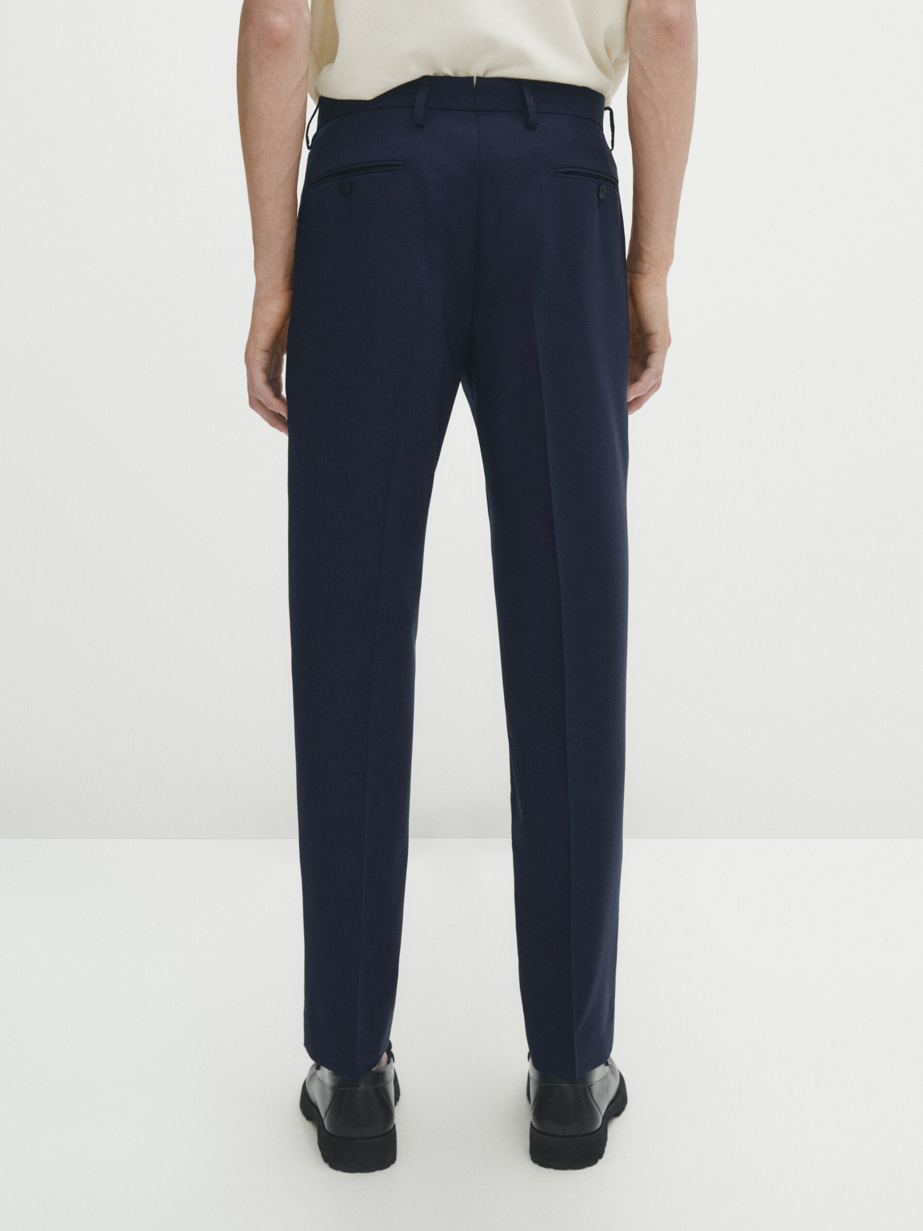 Pantalón traje azul 100% lana - AZUL MARINO