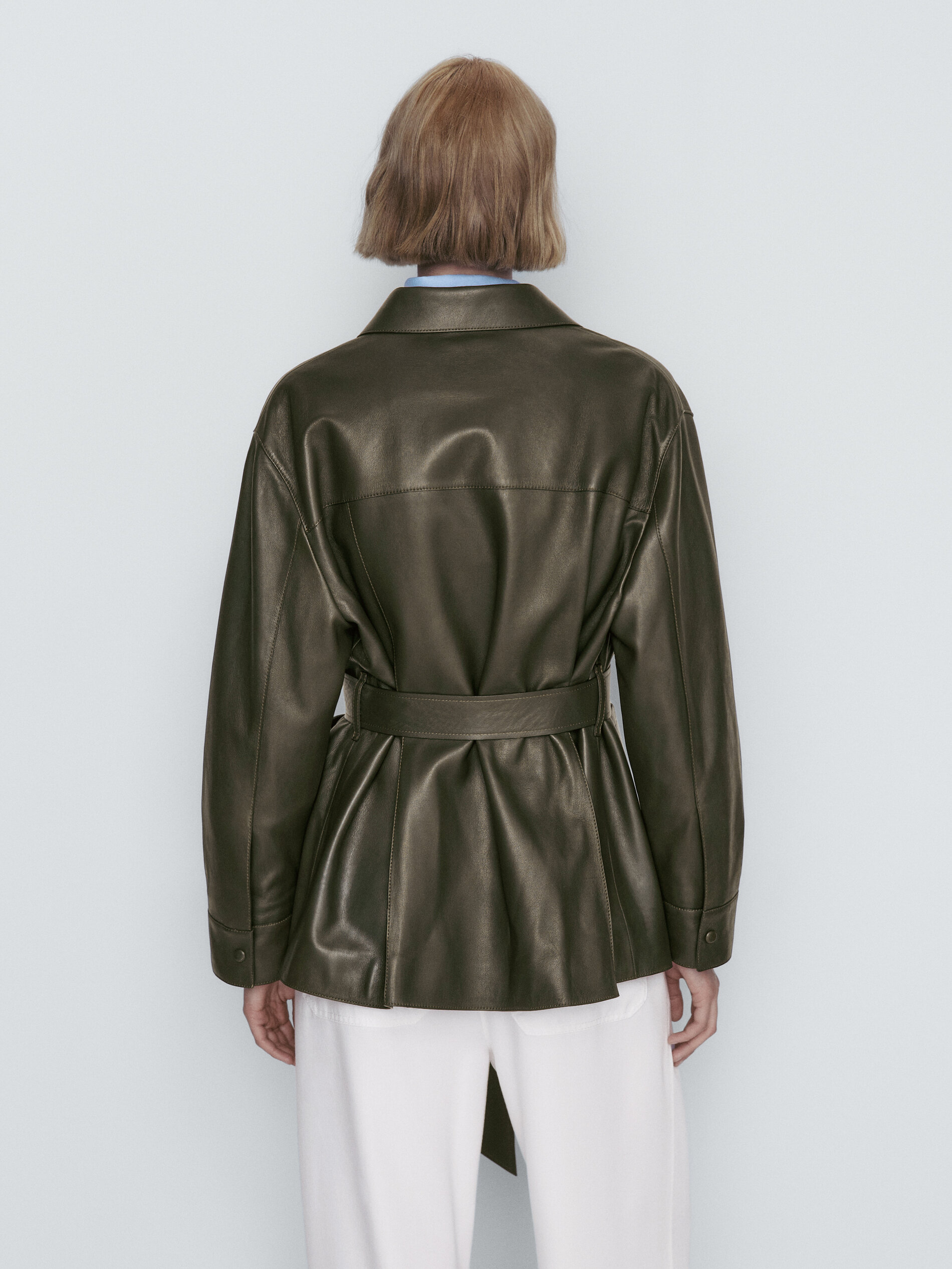 Chaqueta piel napa bolsillos - VERDE