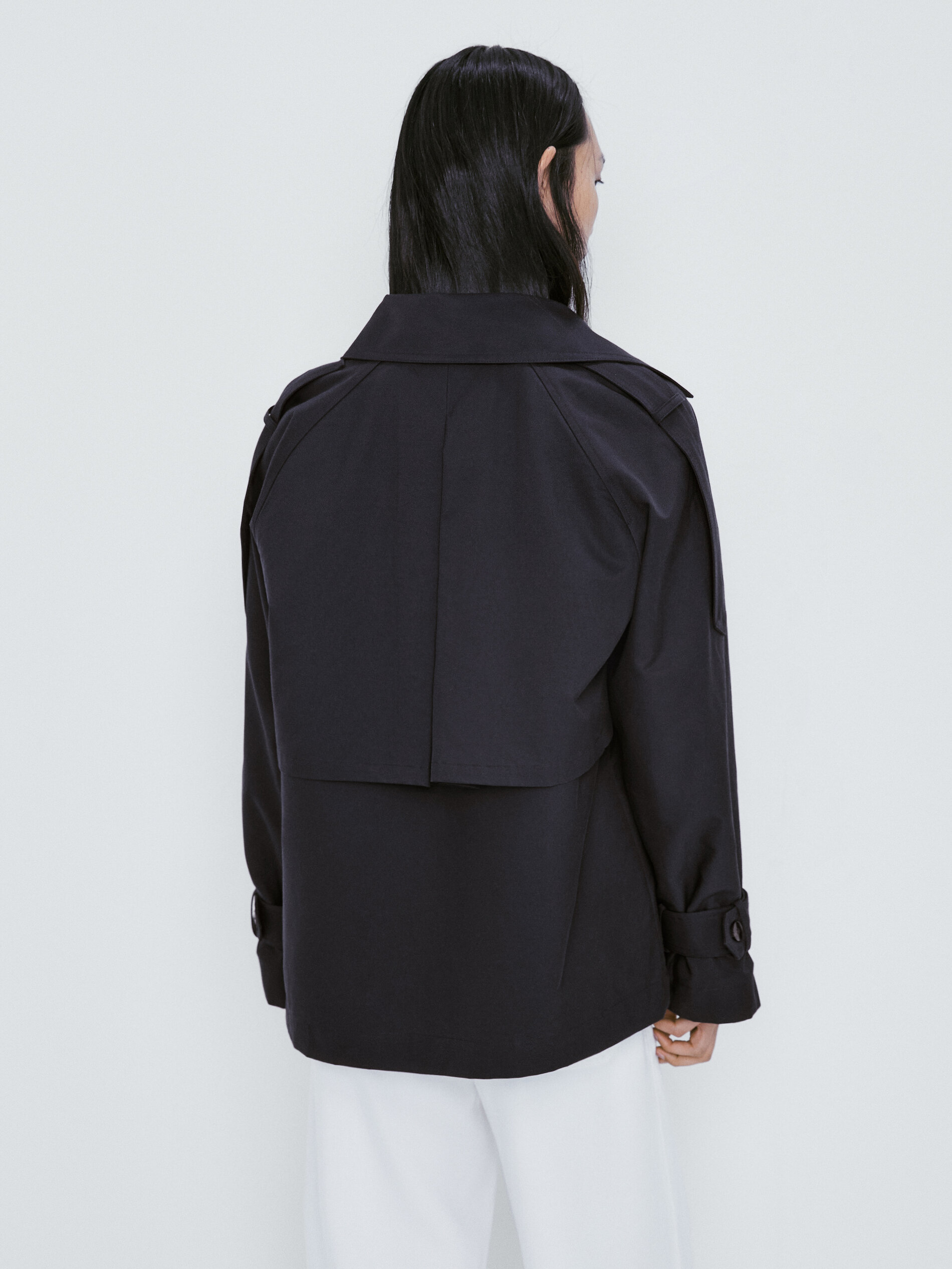 Gabardina corta botones - AZUL MARINO