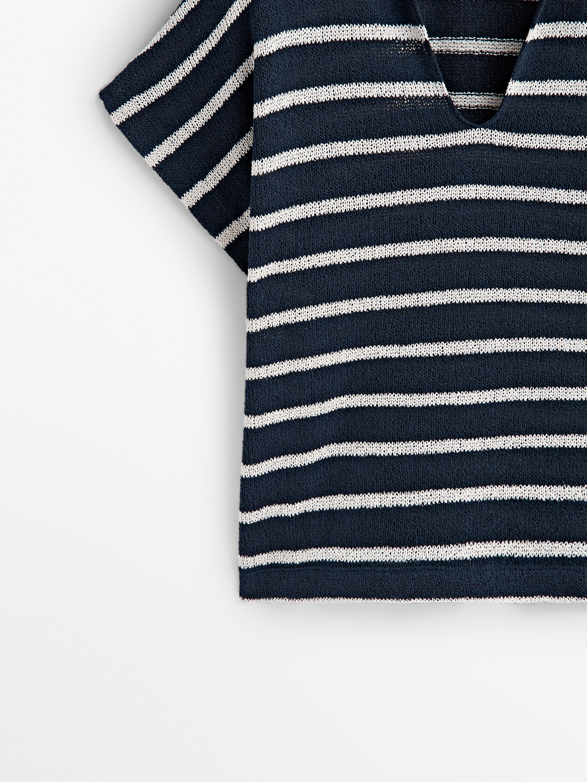 Polo rayas mezcla algodón estructura - AZUL MARINO