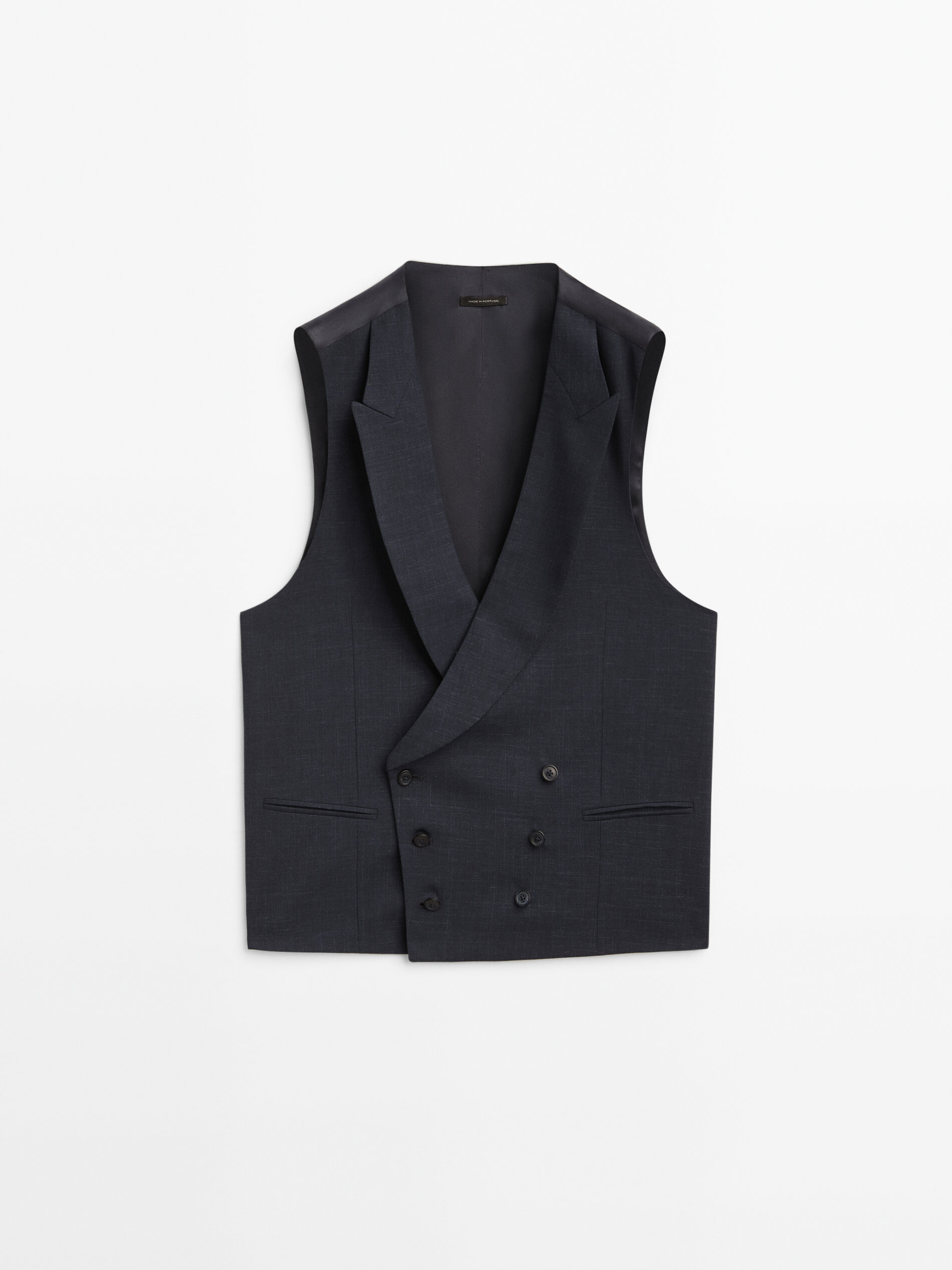 Chaleco traje estructura mezcla lana - AZUL MARINO