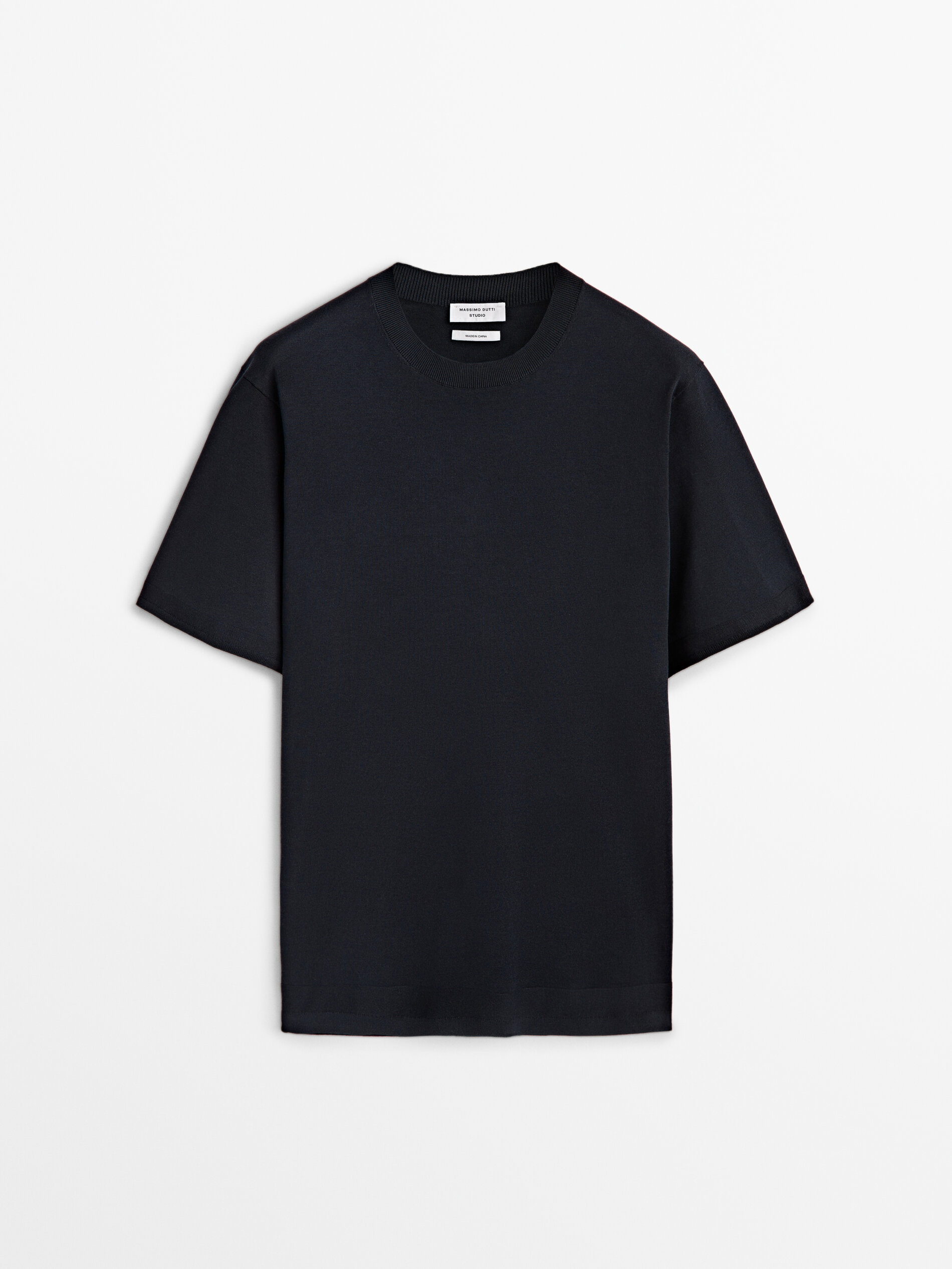 Jersey mezcla algodón seda manga corta -Studio - AZUL MARINO