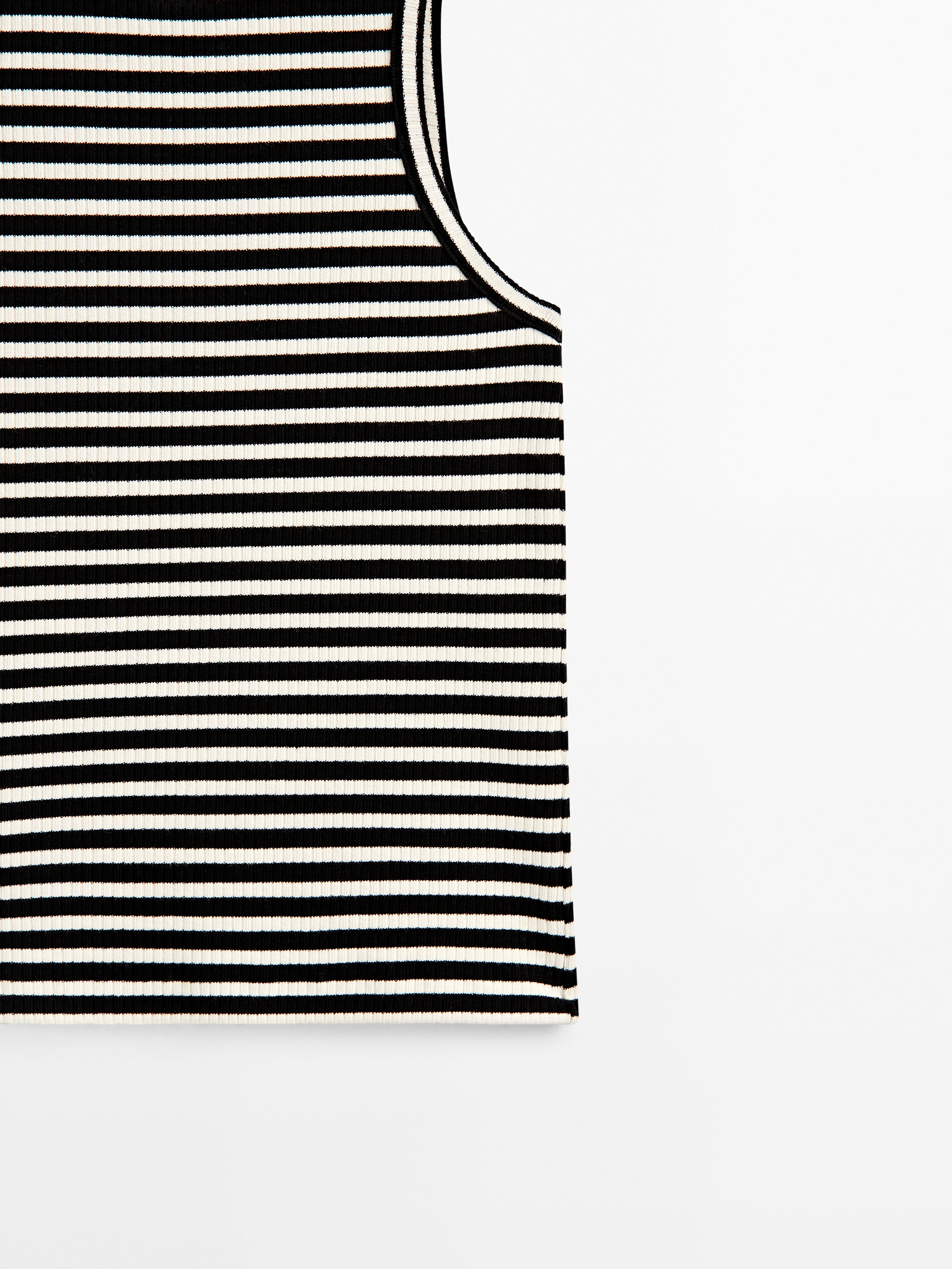 Camiseta canalé rayas sin mangas - AZUL MARINO