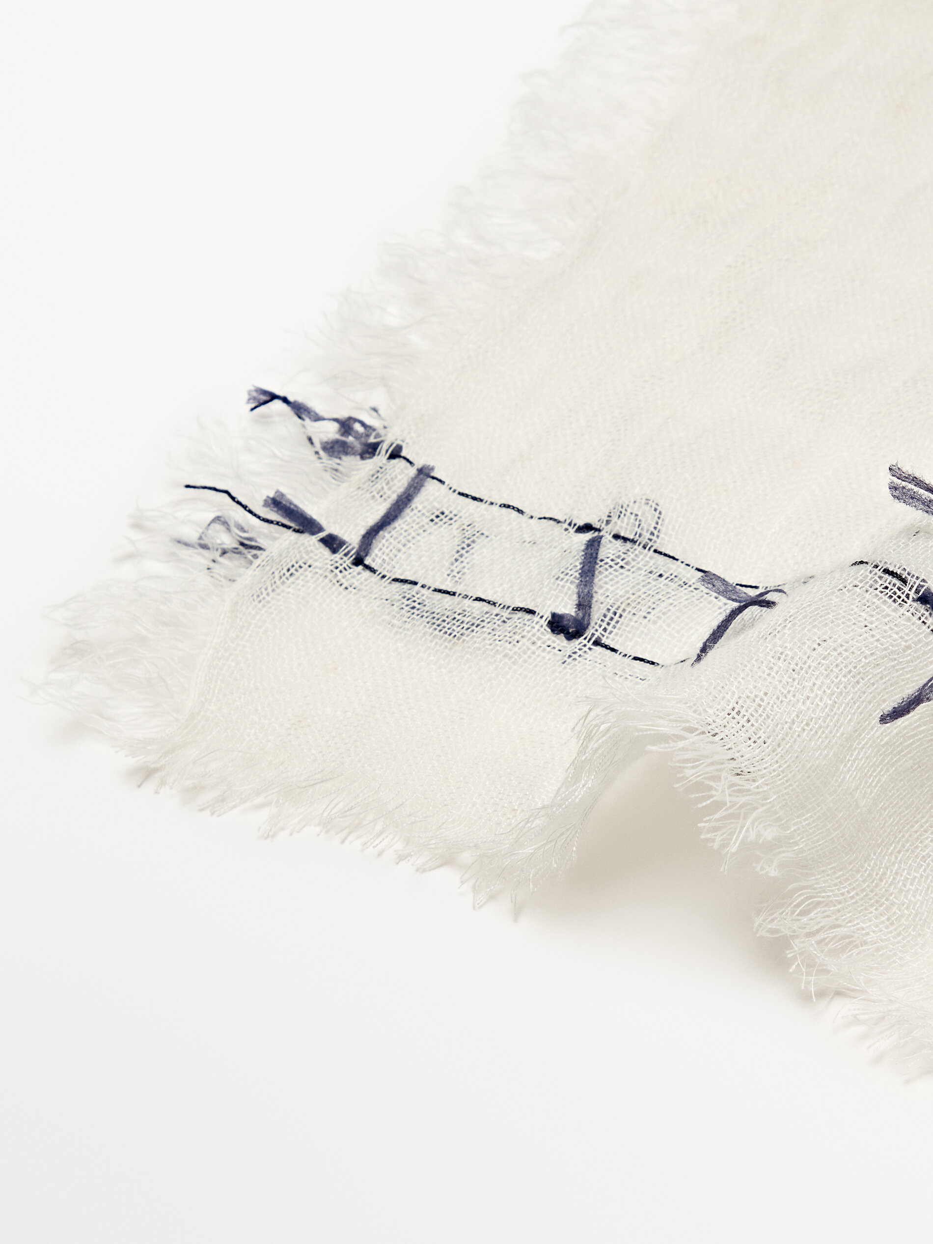 Fular mezcla lino detalle lazos - CRUDO