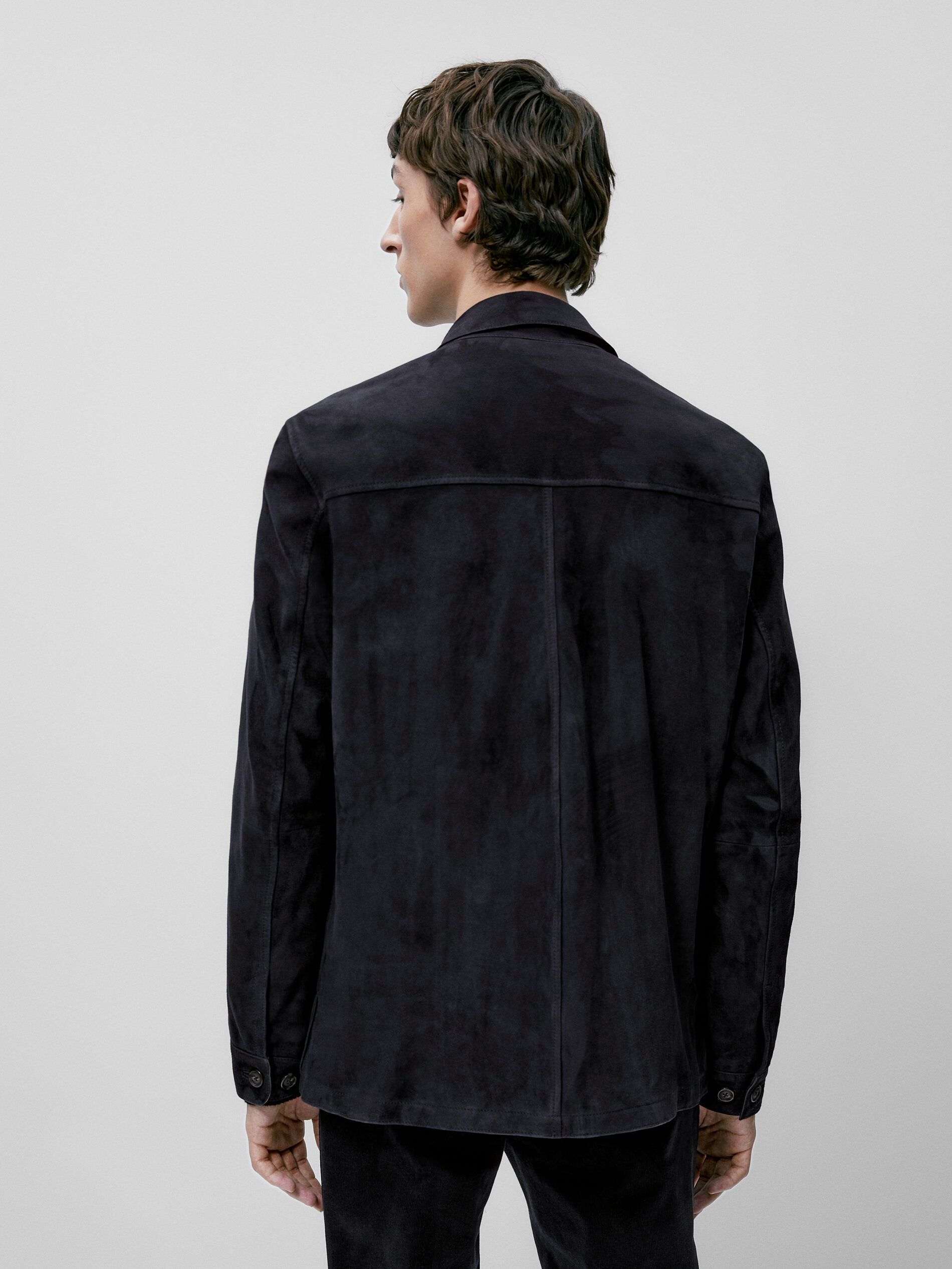 Sobrecamisa de ante con botones - AZUL MARINO