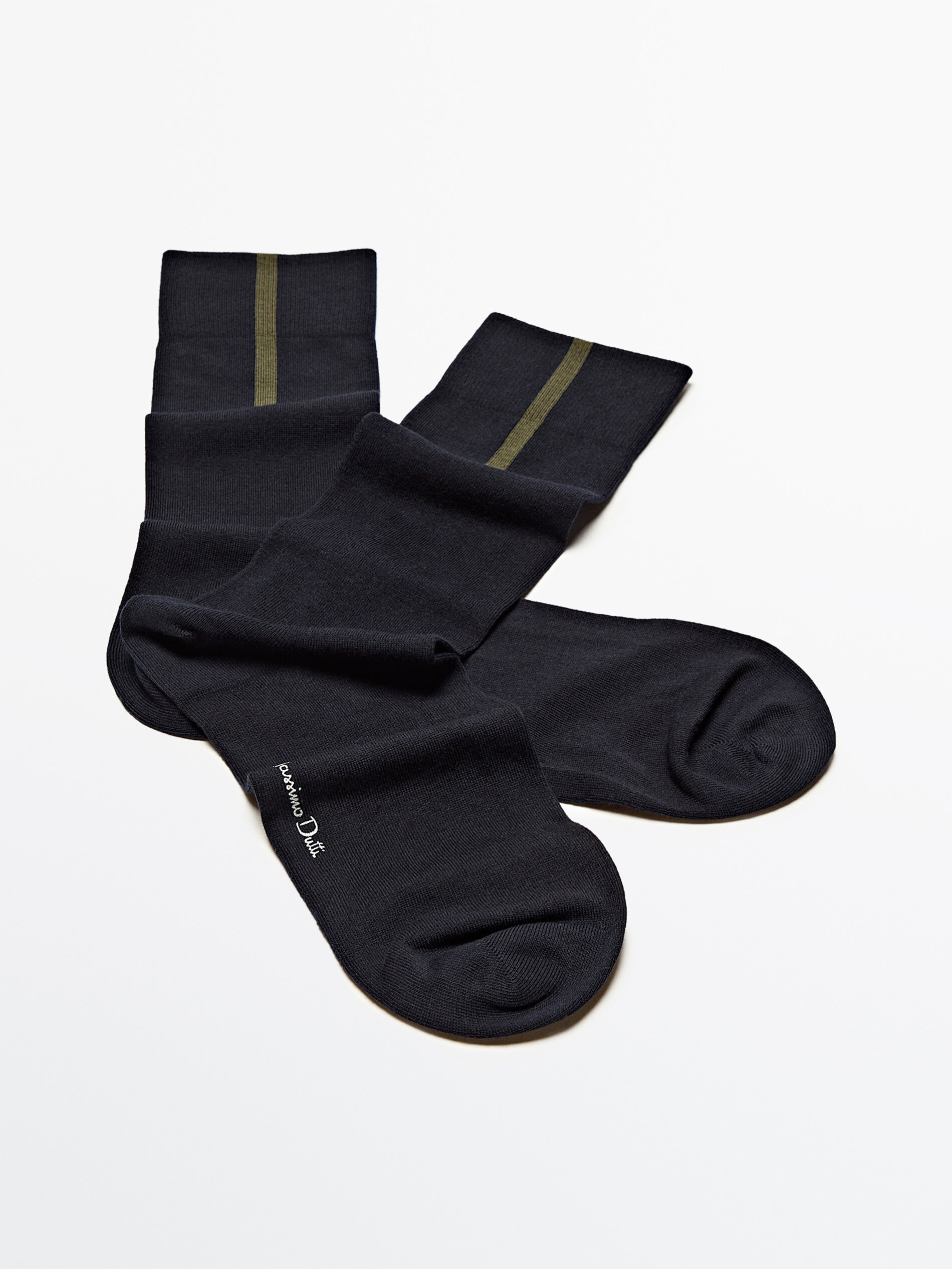 Calcetines largos raya contraste - AZUL MARINO