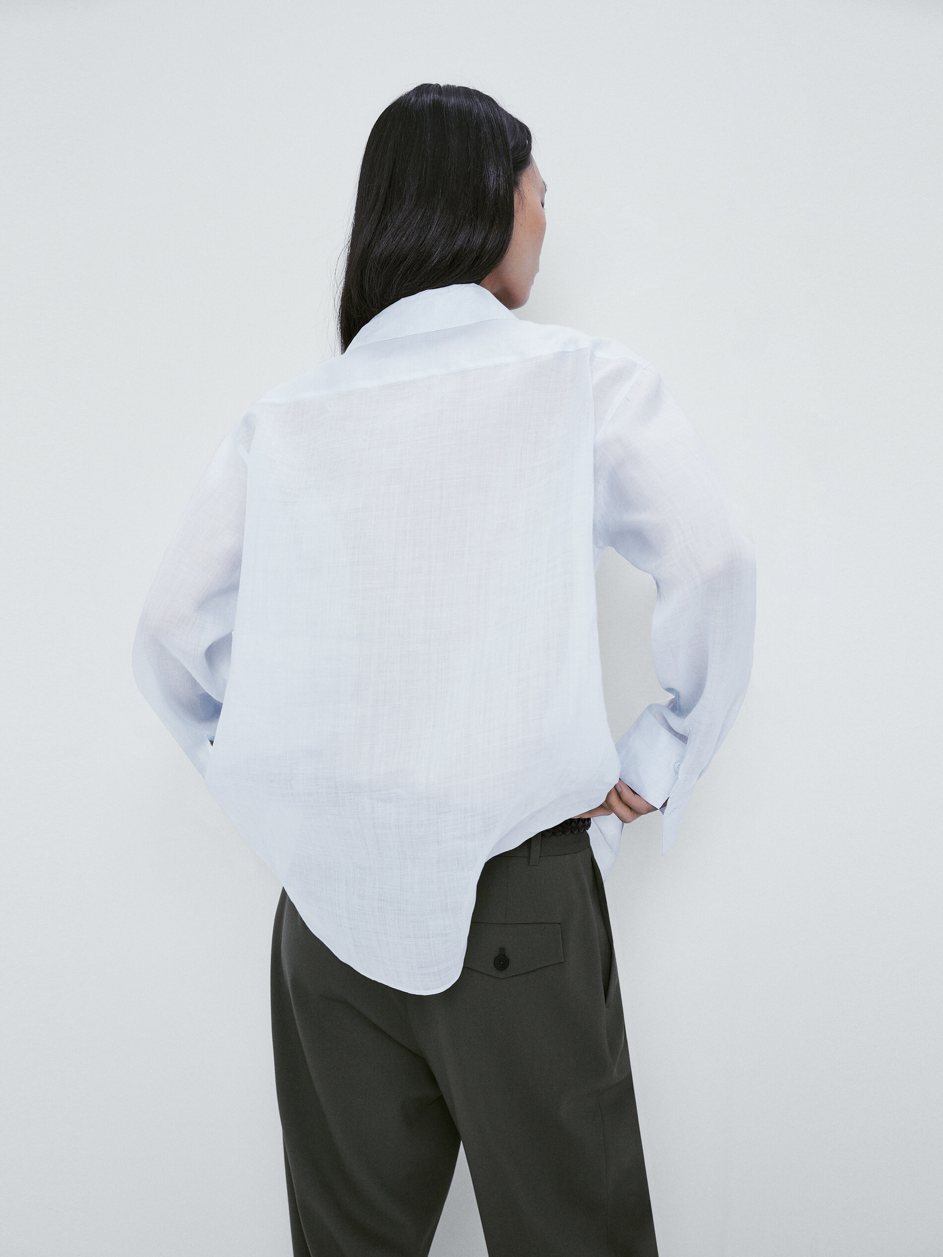 Camisa 100% ramio - CELESTE