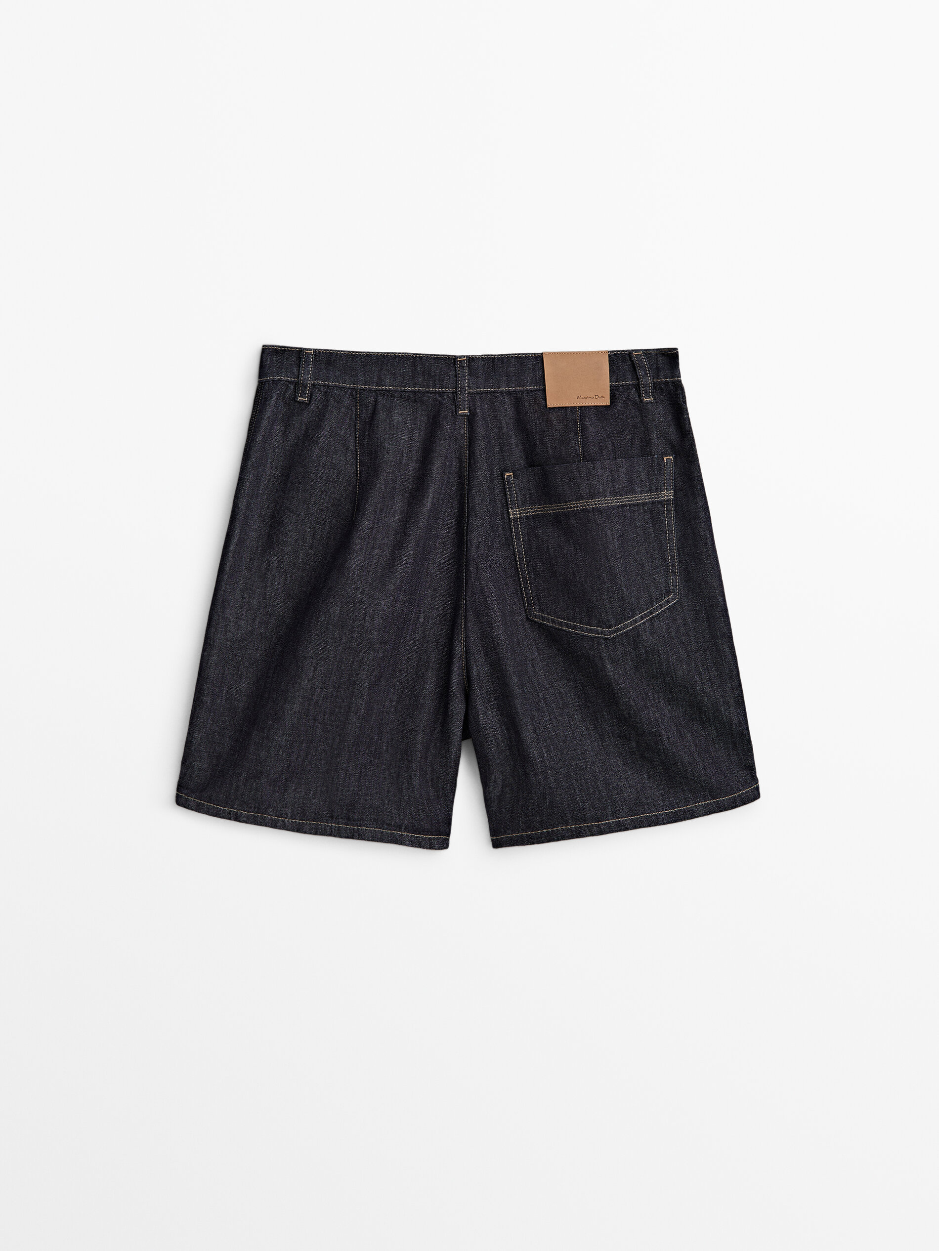 Short denim pinzas tiro alto - AZUL OSCURO
