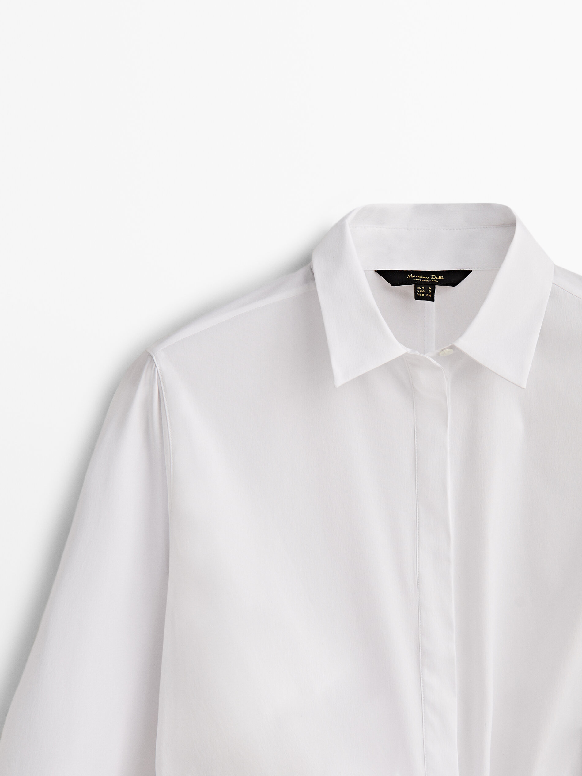 Camisa popelín detalle nudo - BLANCO