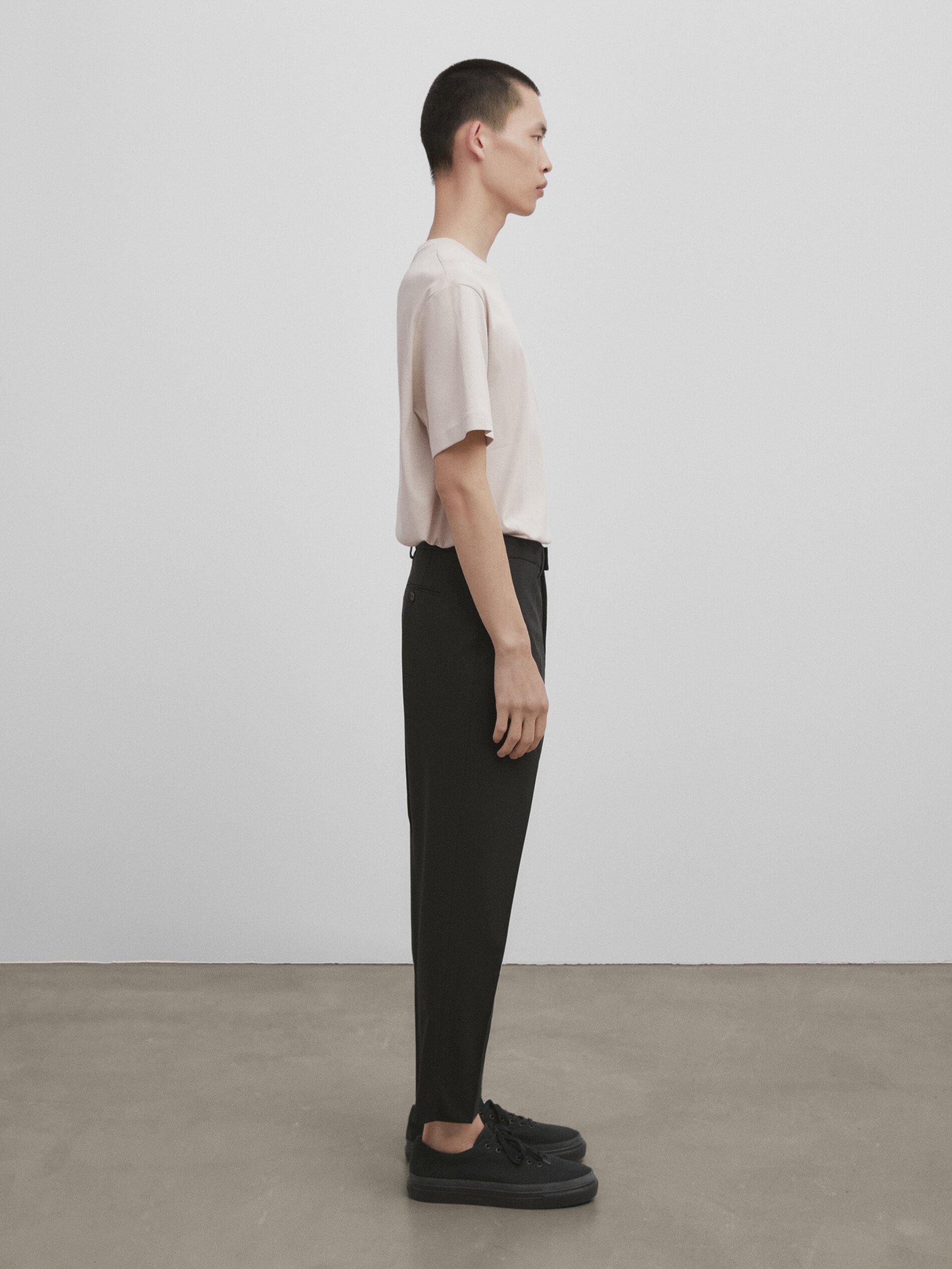 Pantalón traje negra mezcla lana -Studio - NEGRO