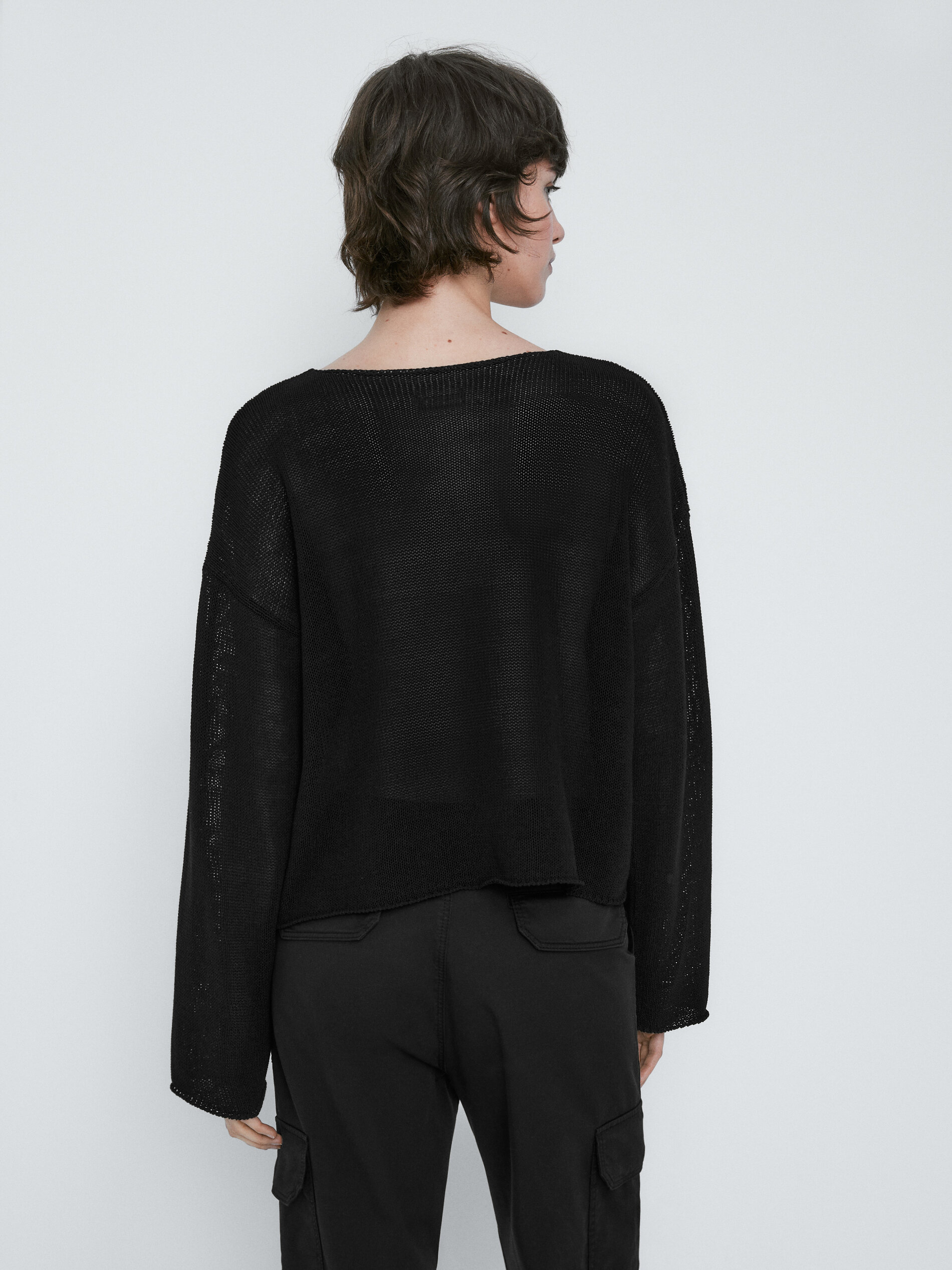 Jersey punto cropped - NEGRO