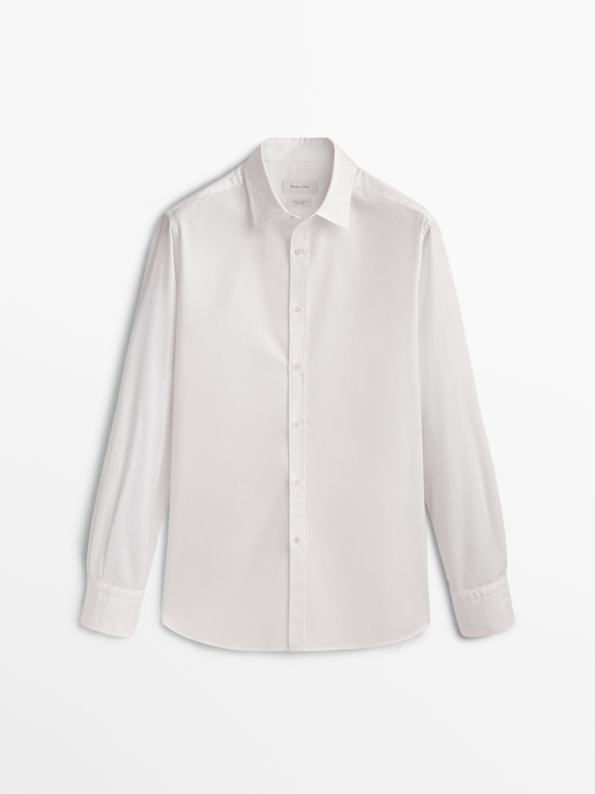 Camisa micro estructura algodón regular fit - BLANCO