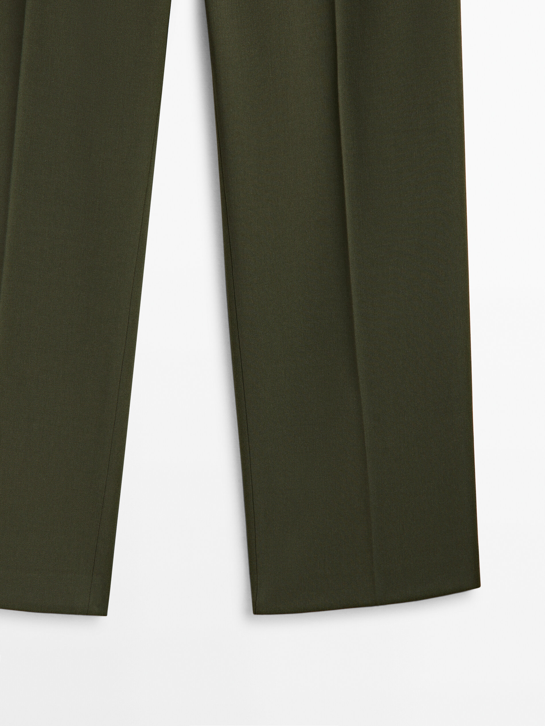 Pantalón mezcla lana detalle solapa - KAKI