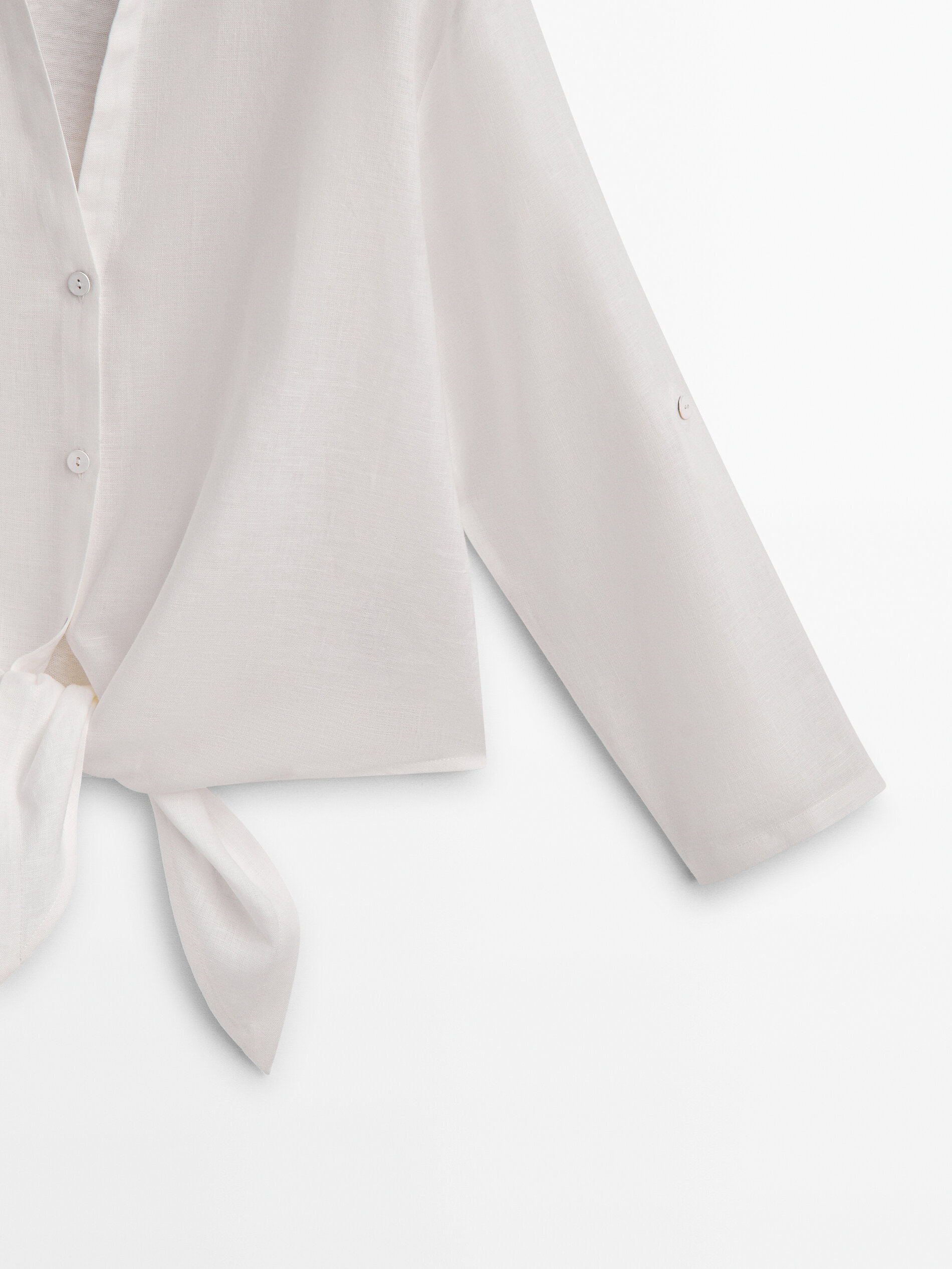 Camiseta 100% lino nudo frontal - CRUDO