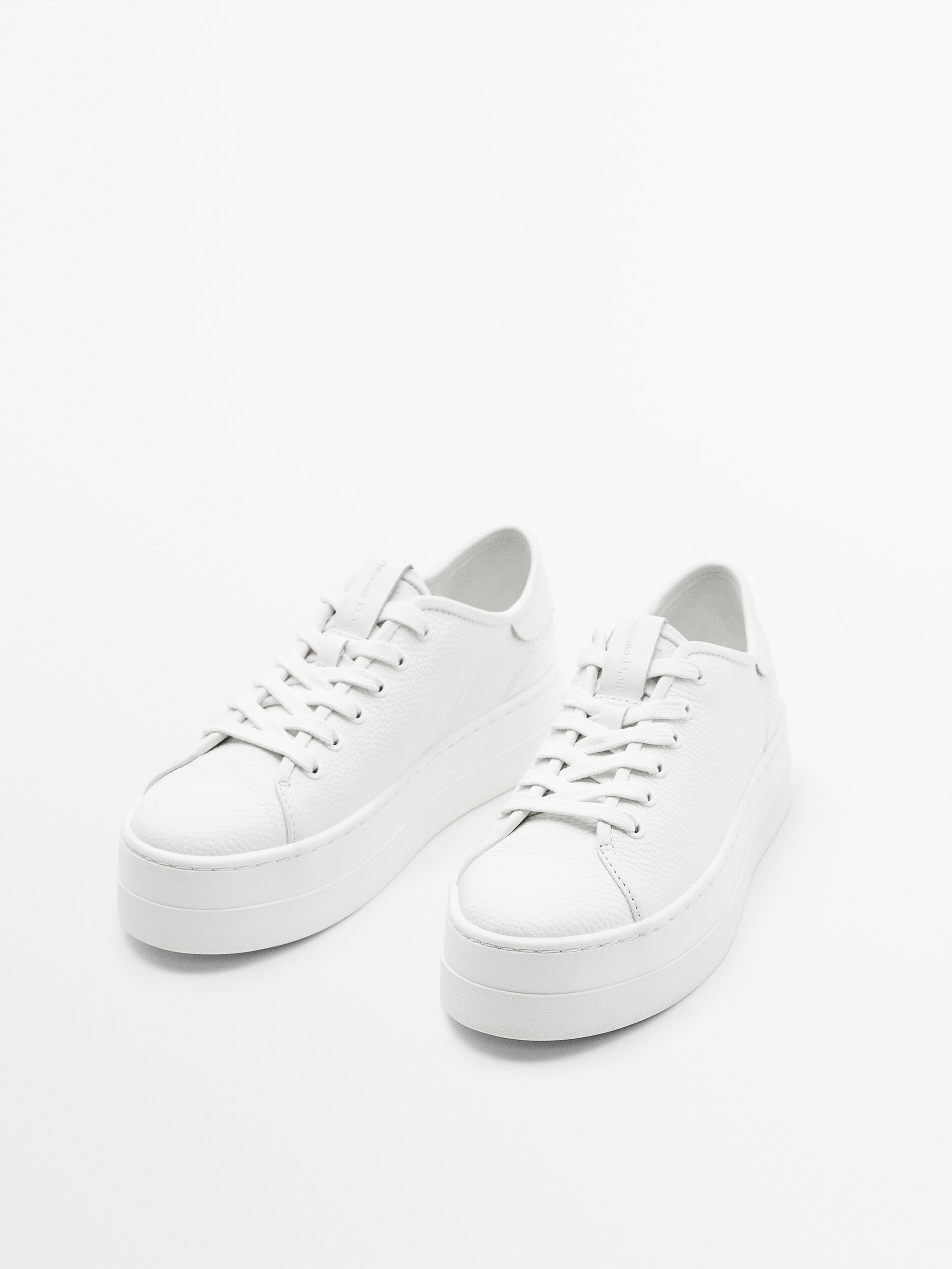 Deportiva piel plataforma - BLANCO