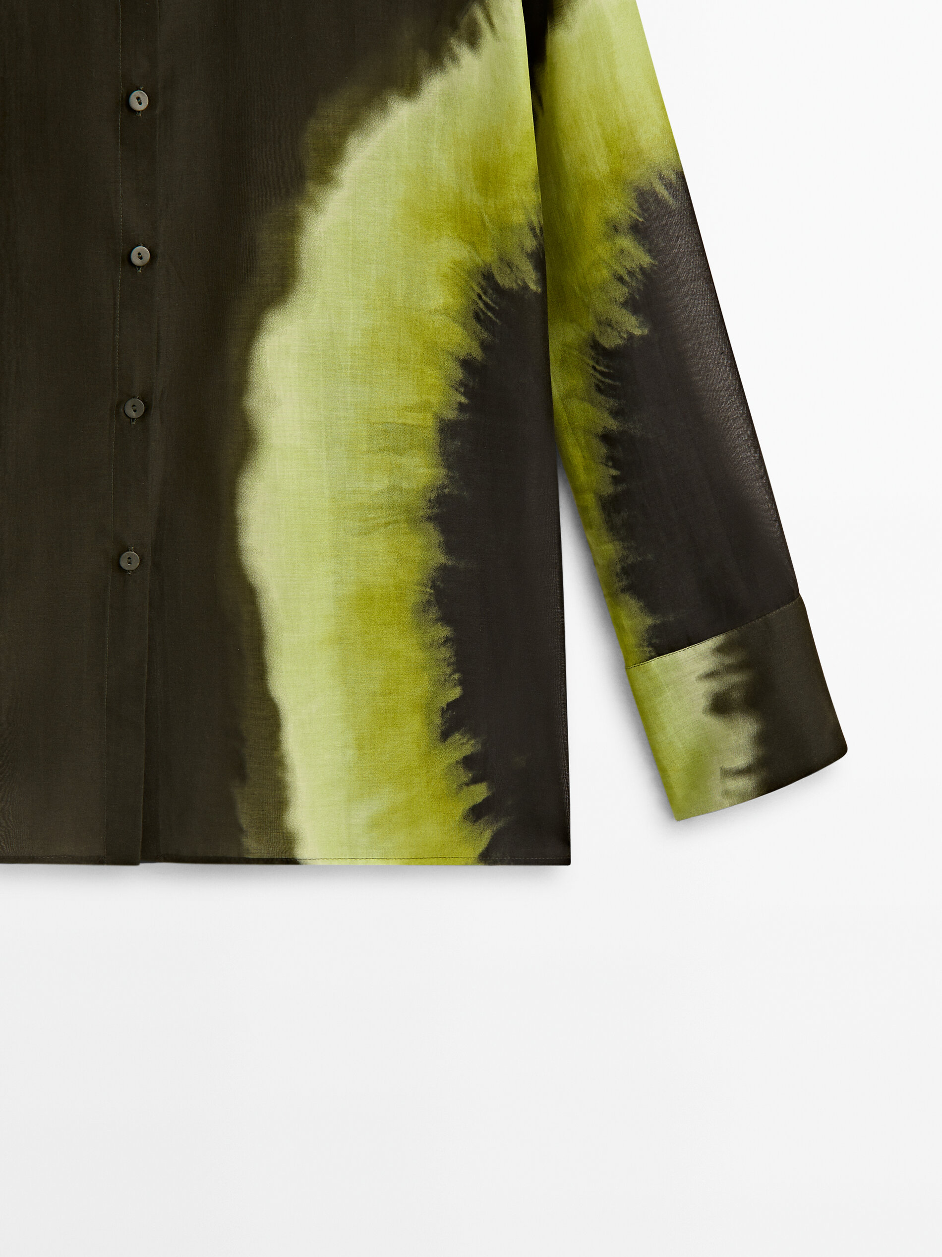 Camisa estampada mezcla algodón seda - VERDE