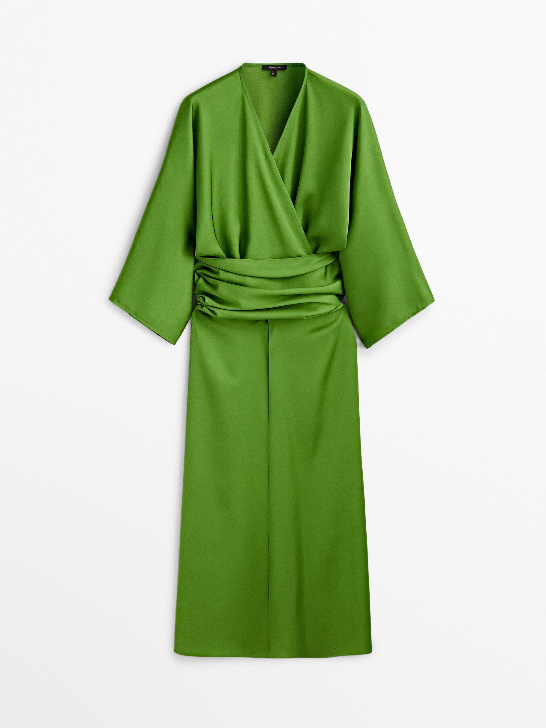 Vestido kimono fluido detalle fajín - VERDE