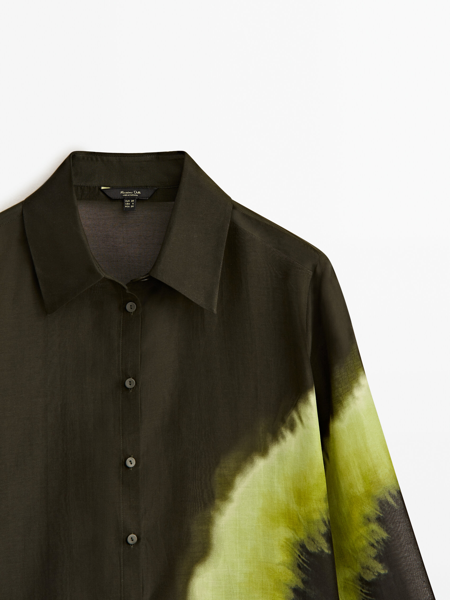 Camisa estampada mezcla algodón seda - VERDE