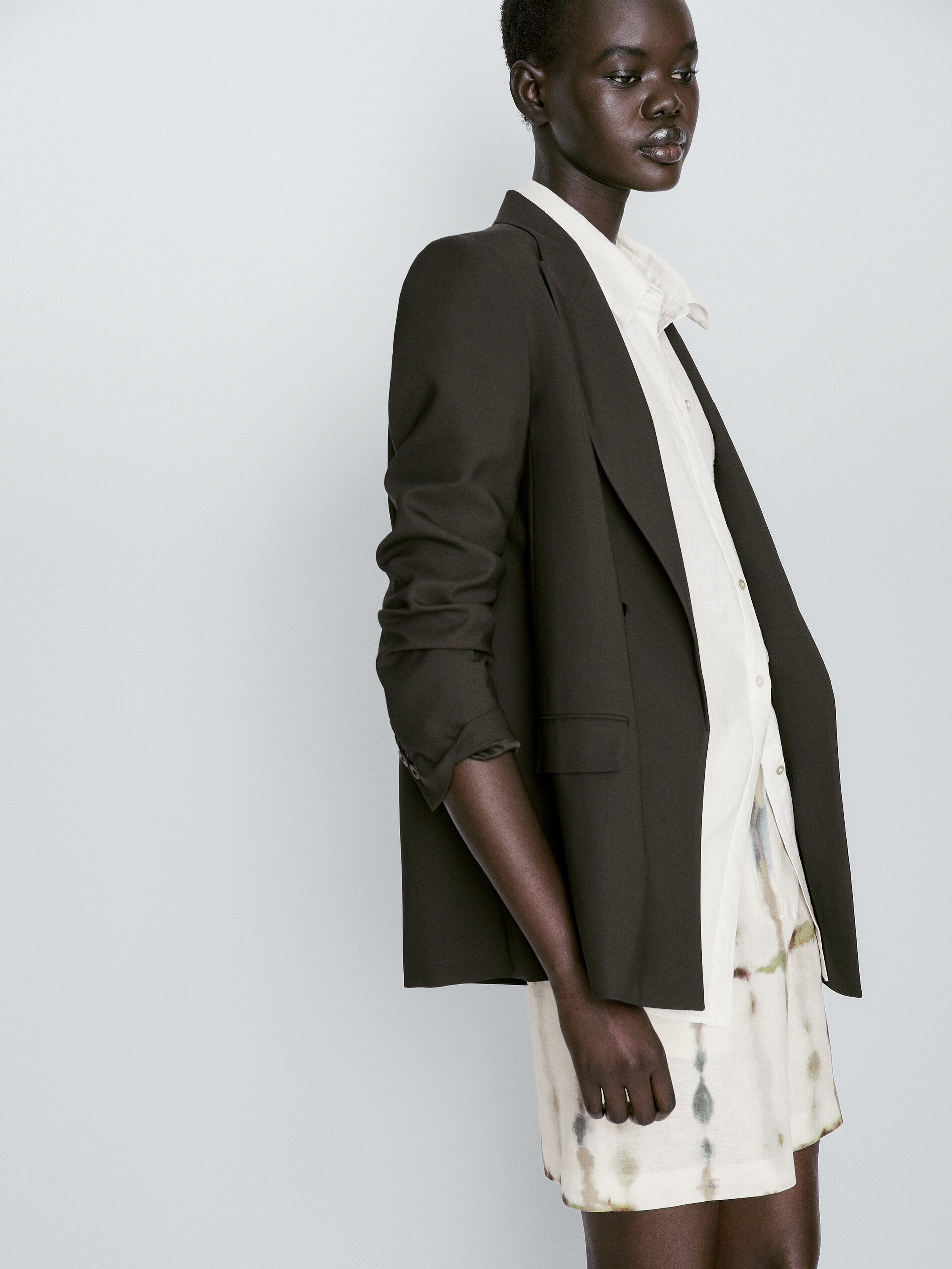 Bermuda con lino y algodón tie dye - AZUL